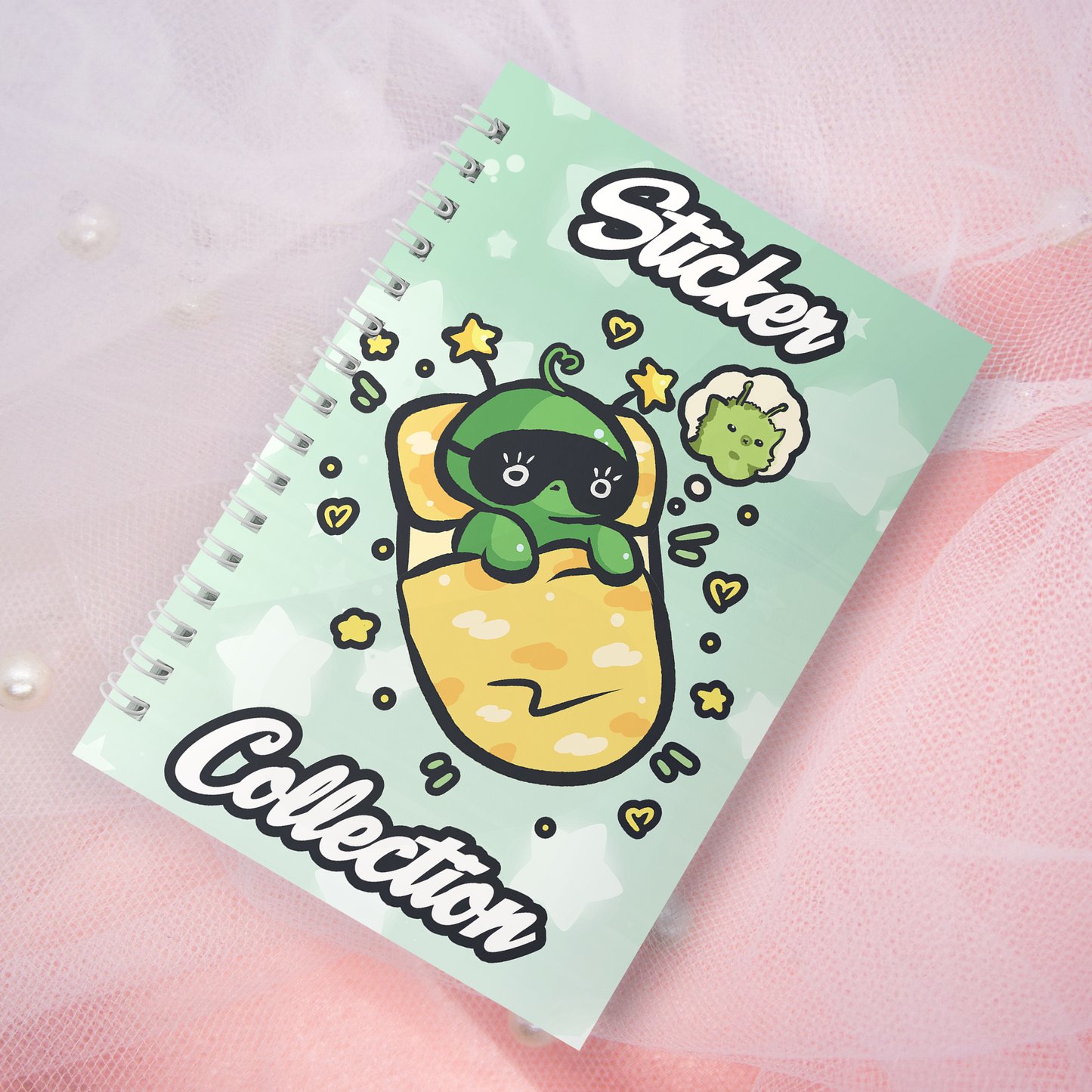 Wiederverwendbares Stickerbuch inkl. 2 zufällige Sticker | A5 | 32 Seiten | Reuseable Stickerbook | Kawaii Weltall Alien Motiv