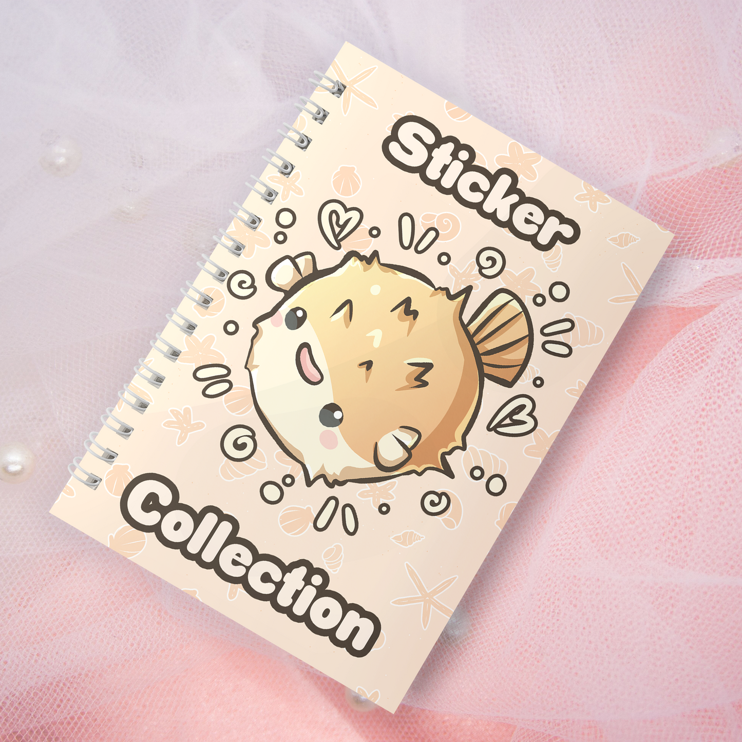 Reusable sticker book including 2 random stickers | A5 | 32 pages | Reuseable sticker book | Kawaii shark in the sea motif