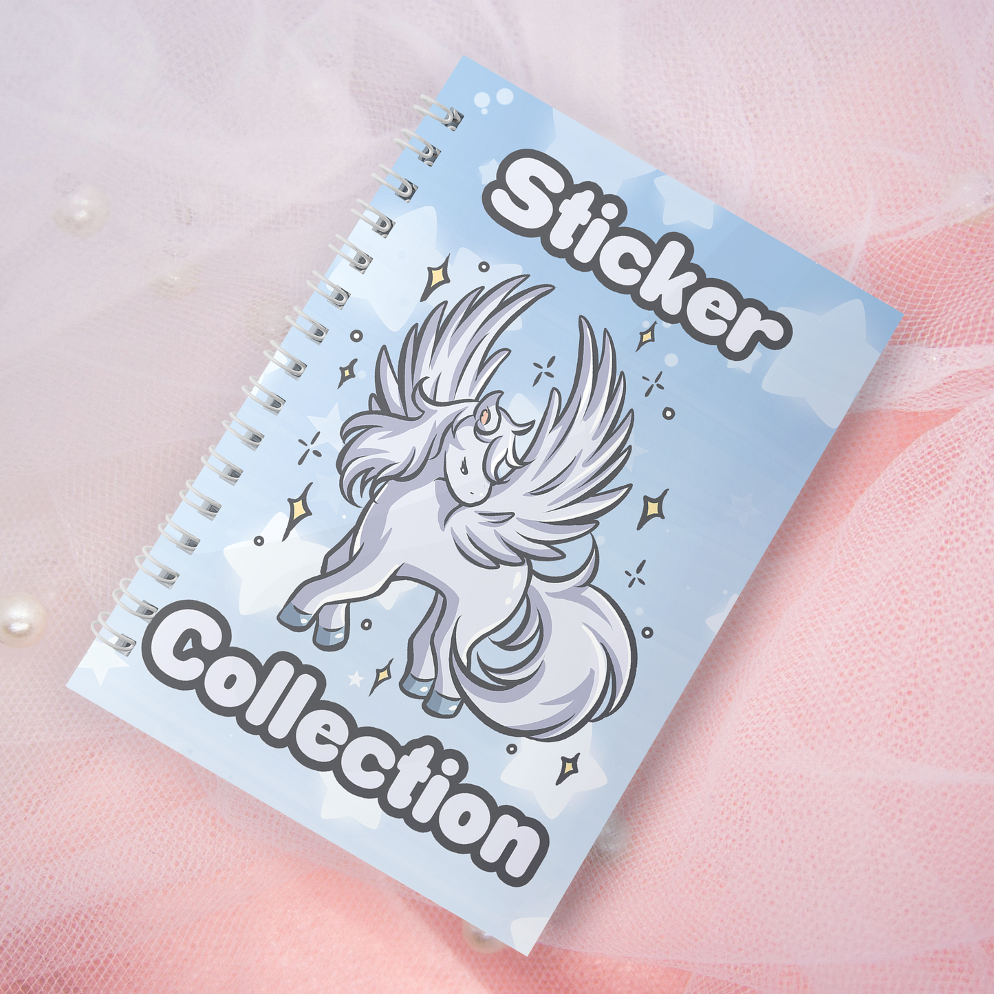 Wiederverwendbares Stickerbuch inkl. 2 zufällige Sticker | A5 | 32 Seiten | Reuseable Stickerbook | Pegasus White