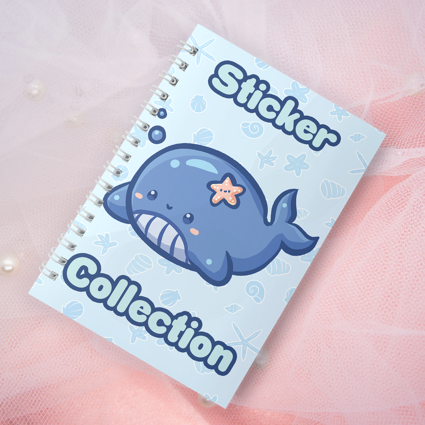 Reusable sticker book including 2 random stickers | A5 | 32 pages | Reuseable sticker book | Kawaii shark in the sea motif