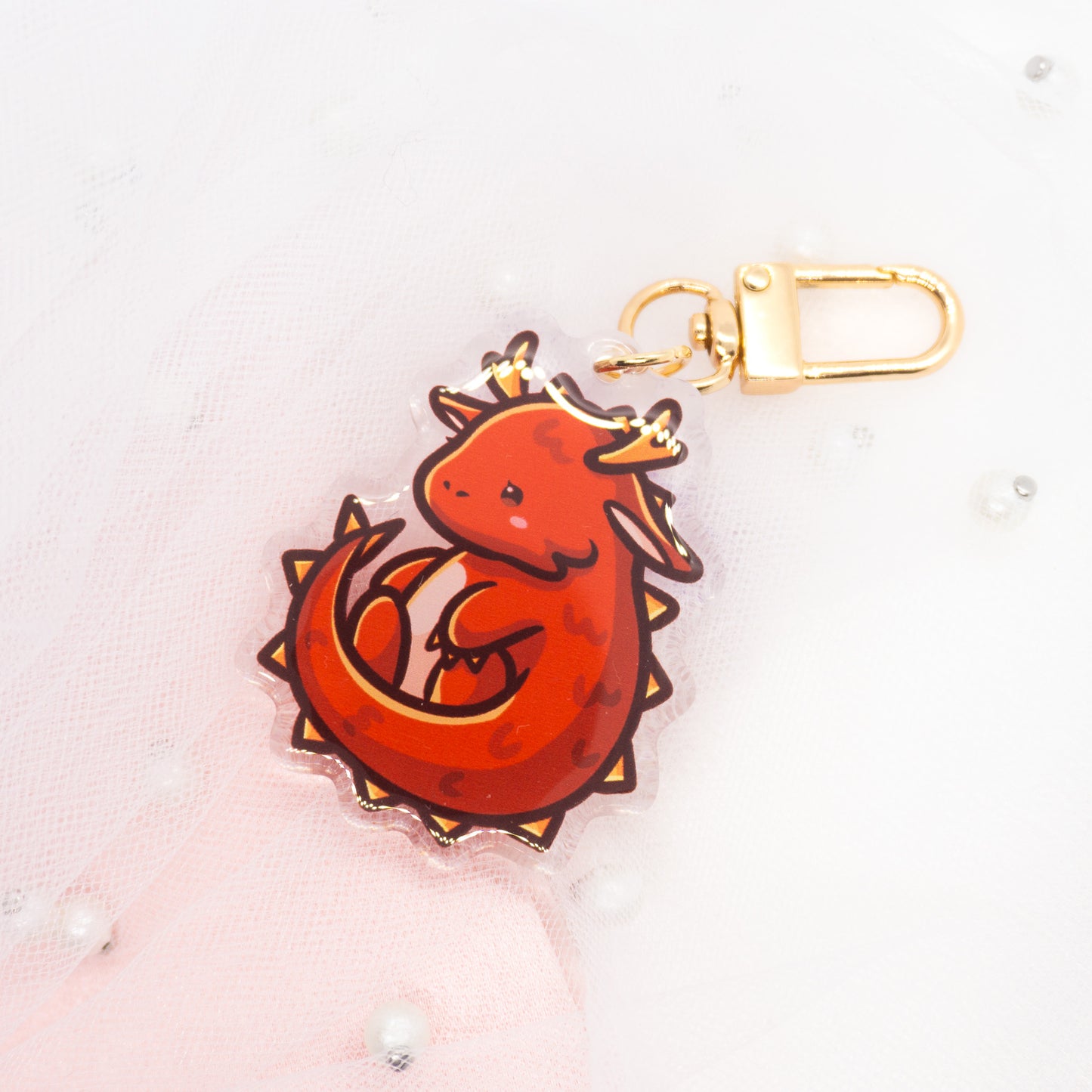 Kawaii red or blue dragon keychain