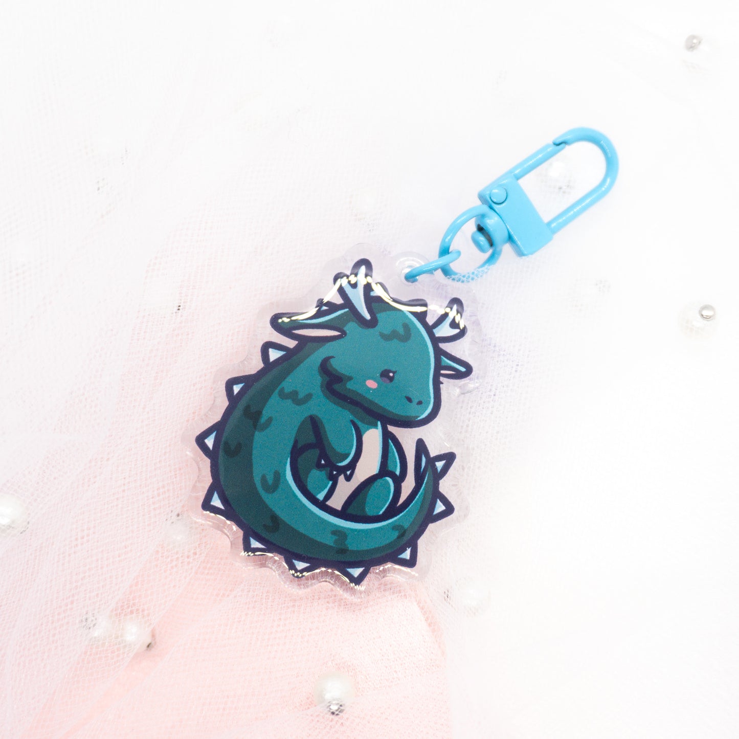Kawaii red or blue dragon keychain