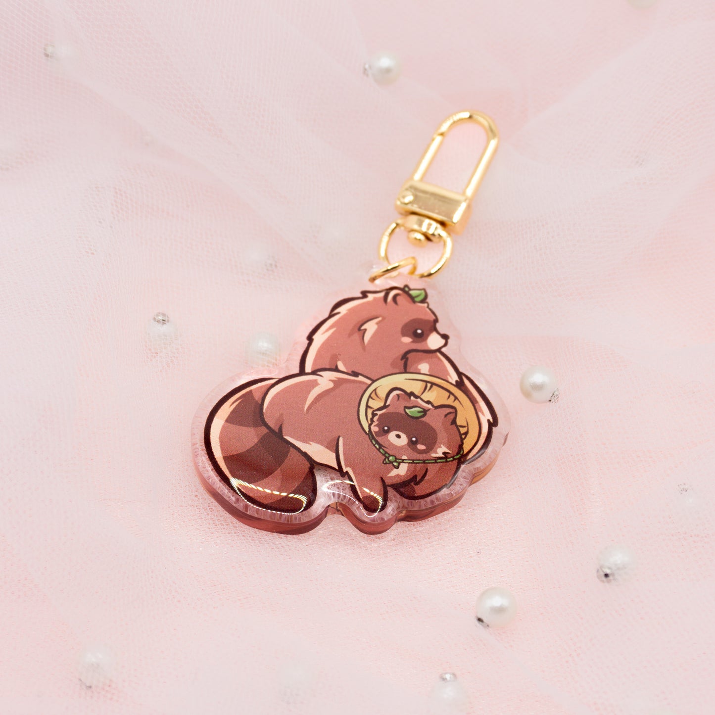 Kawaii Tanuki Duo Raccoon Dog Keychain