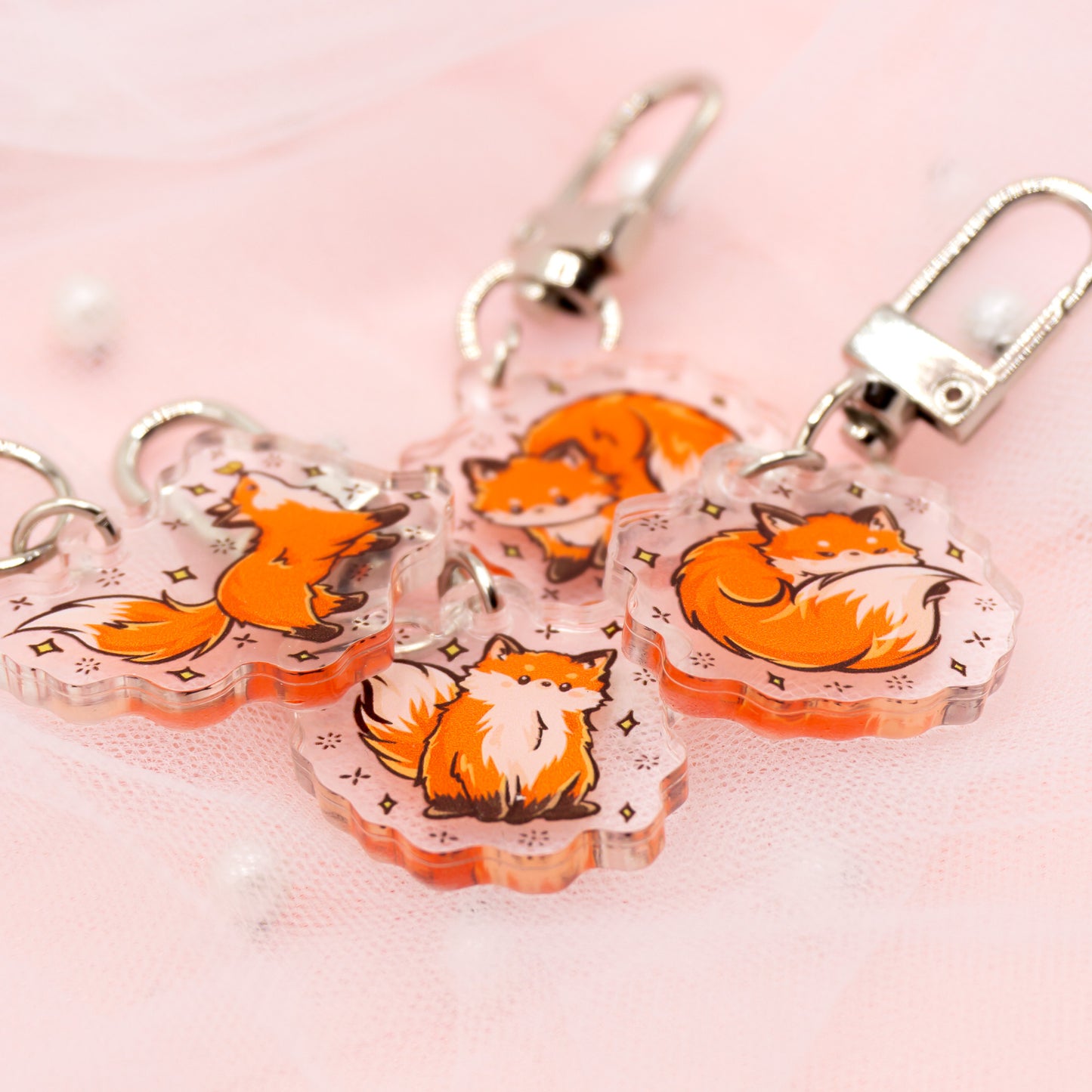 Kawaii Mystery Mini Cute Foxes Acrylic Keychain Charm