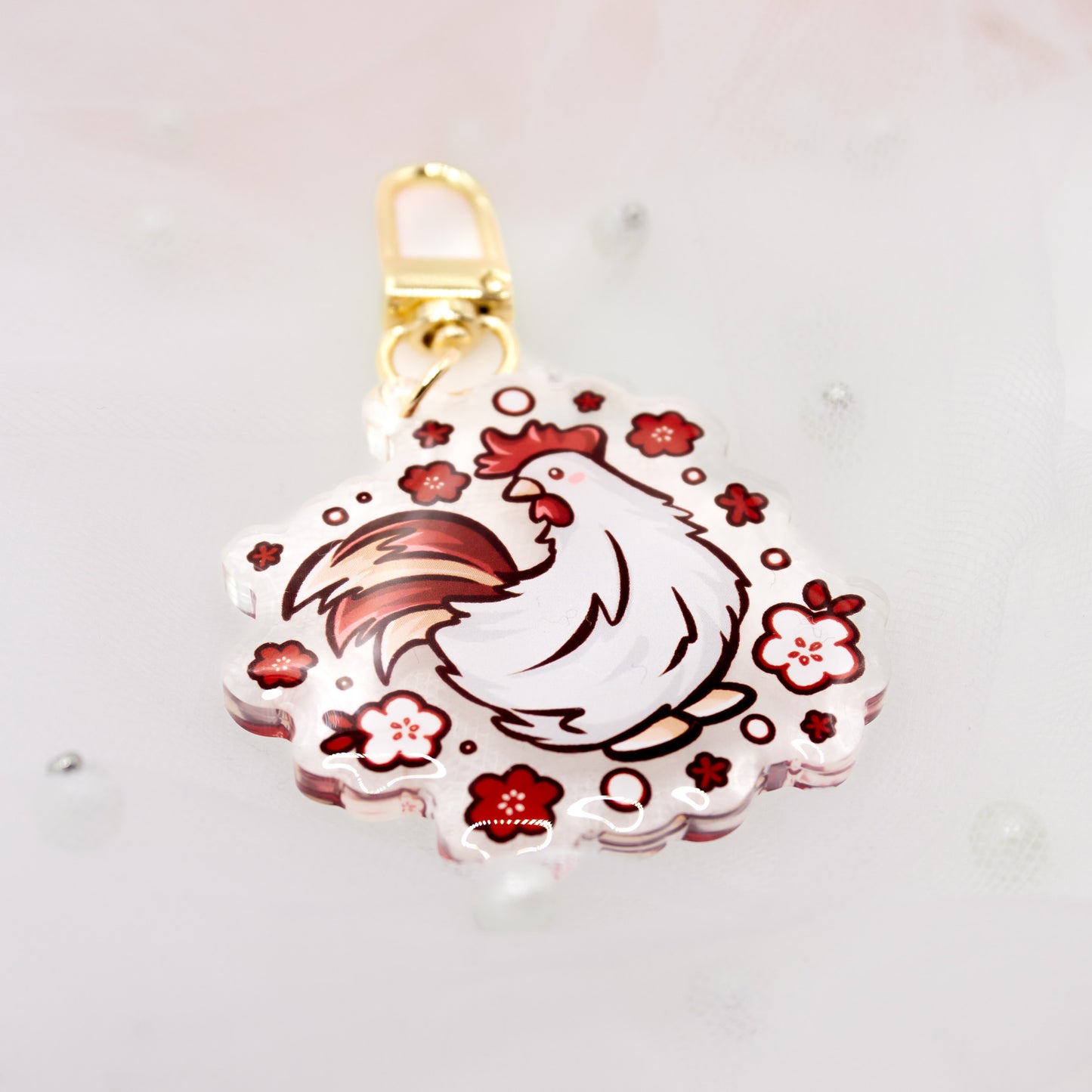 Kawaii rooster keychain