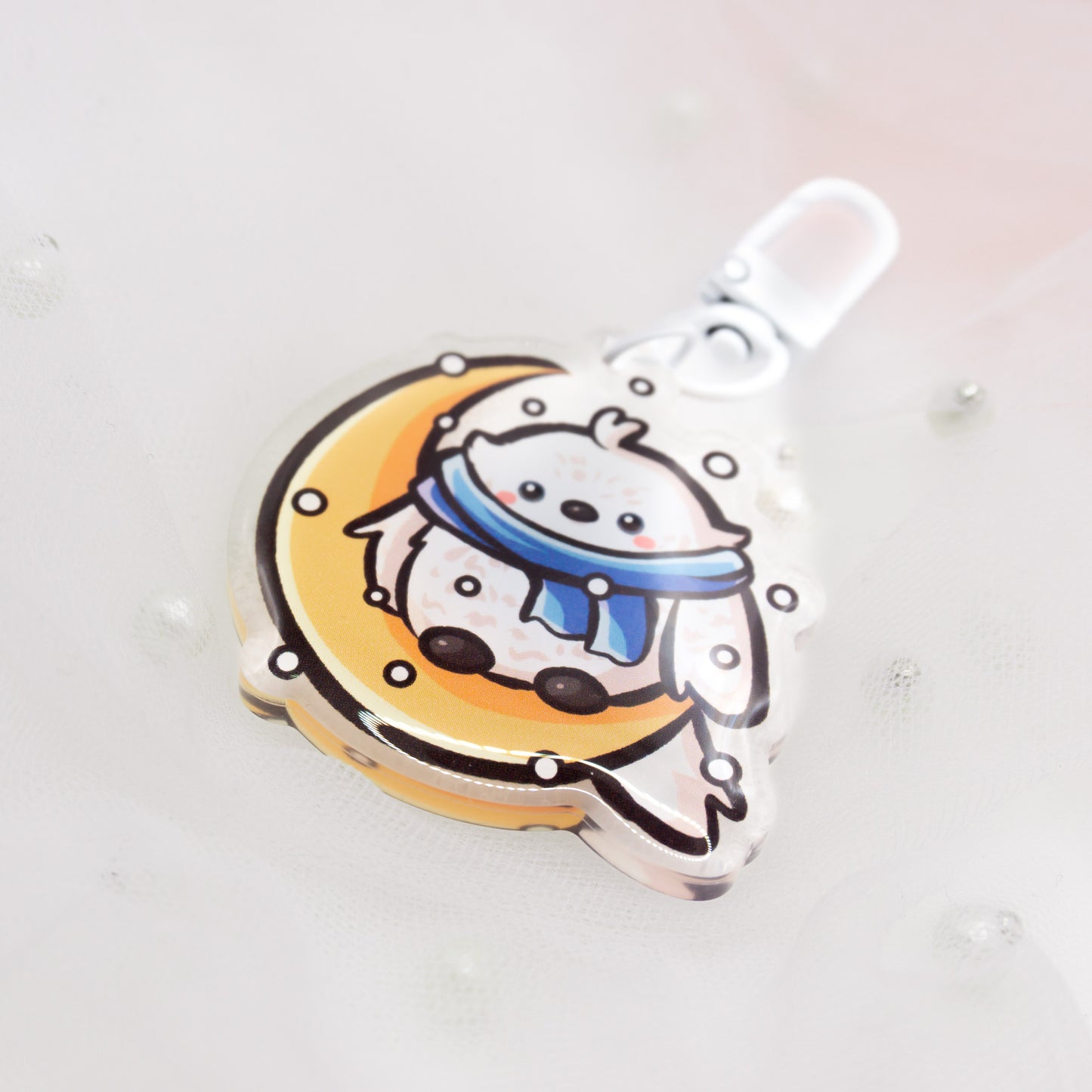 Kawaii Snowy Owl Keychain Charm