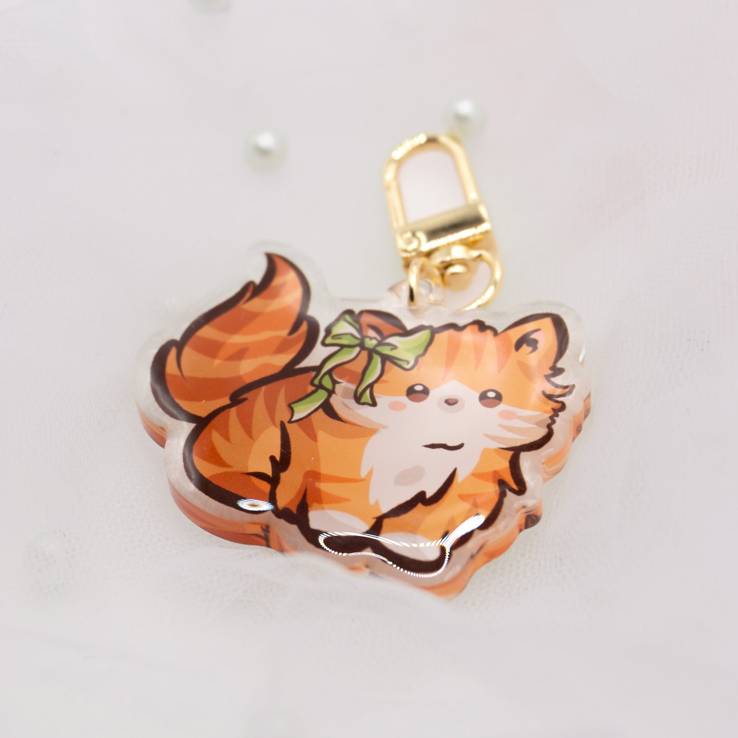 Kawaii Cat Coquette Orange Keychain