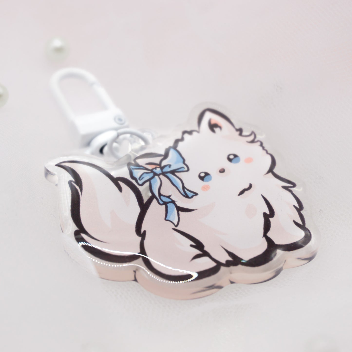 Kawaii Katze Cat Coquette Weiß Schlüsselanhänger