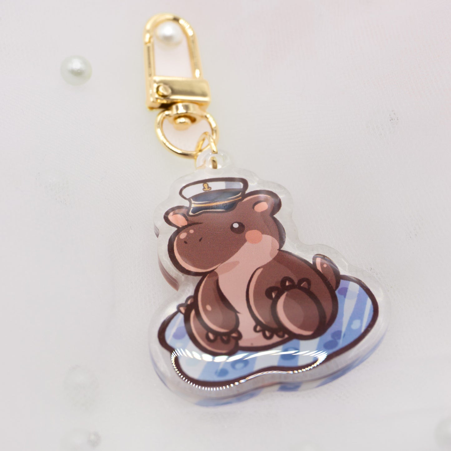 Kawaii Captain Hippo Keychain Charm