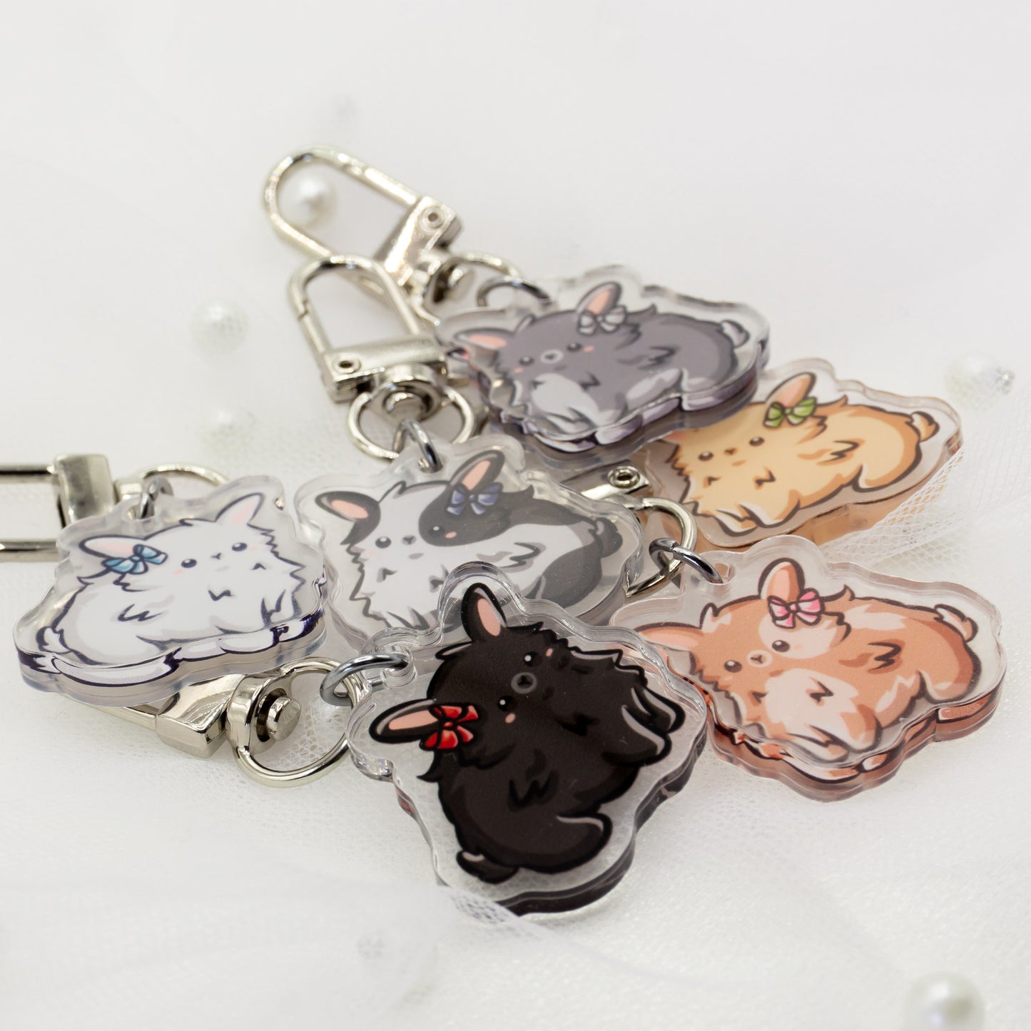 Kawaii Mystery Mini Coquette Bunnies Acrylic Keychain Charm