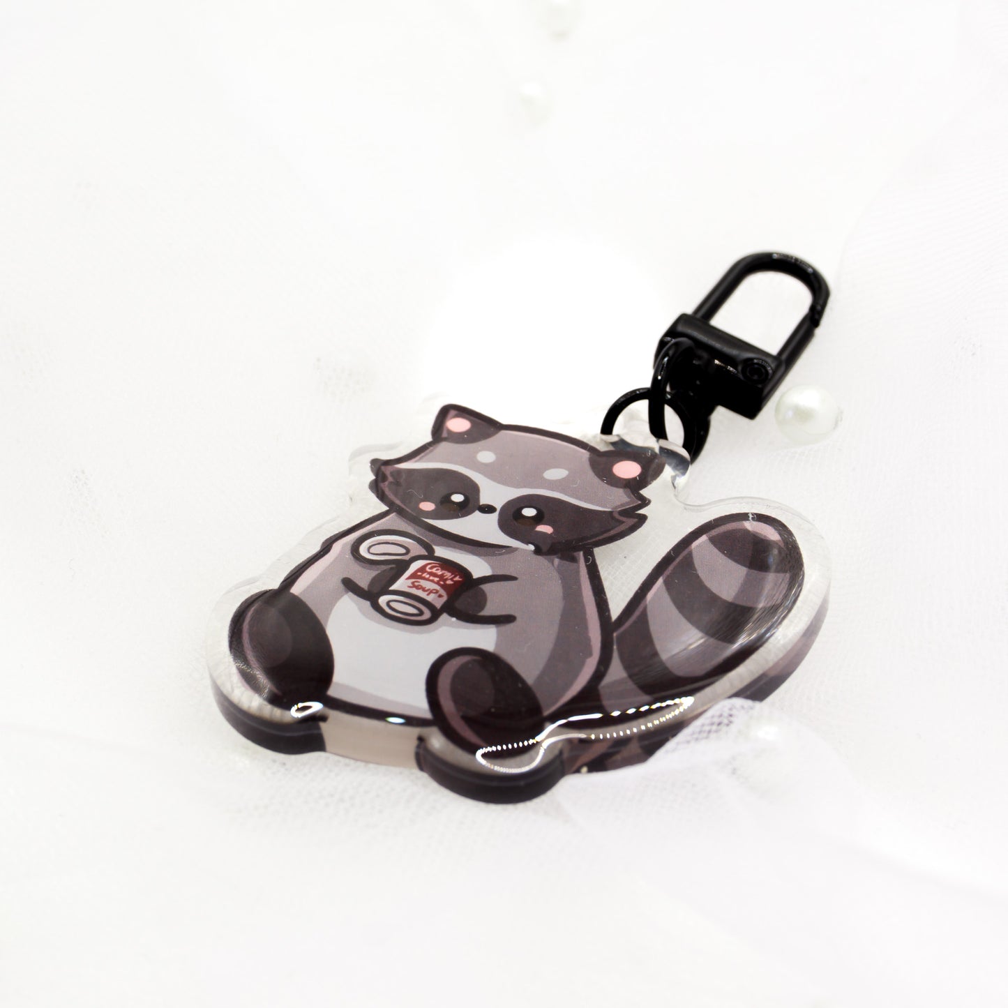 Kawaii Waschbär mit Dose Racoonies Schlüsselanhänger