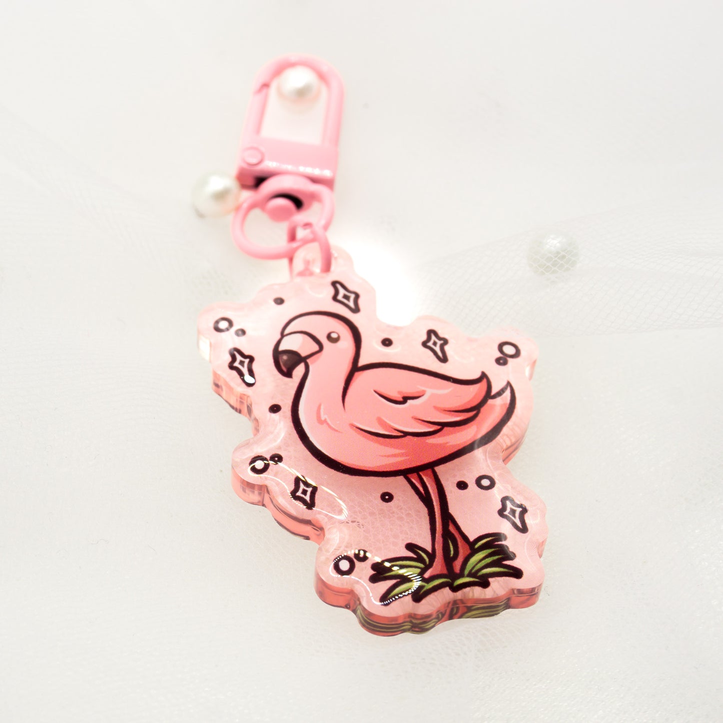 Kawaii Summer Flamingo Keychain