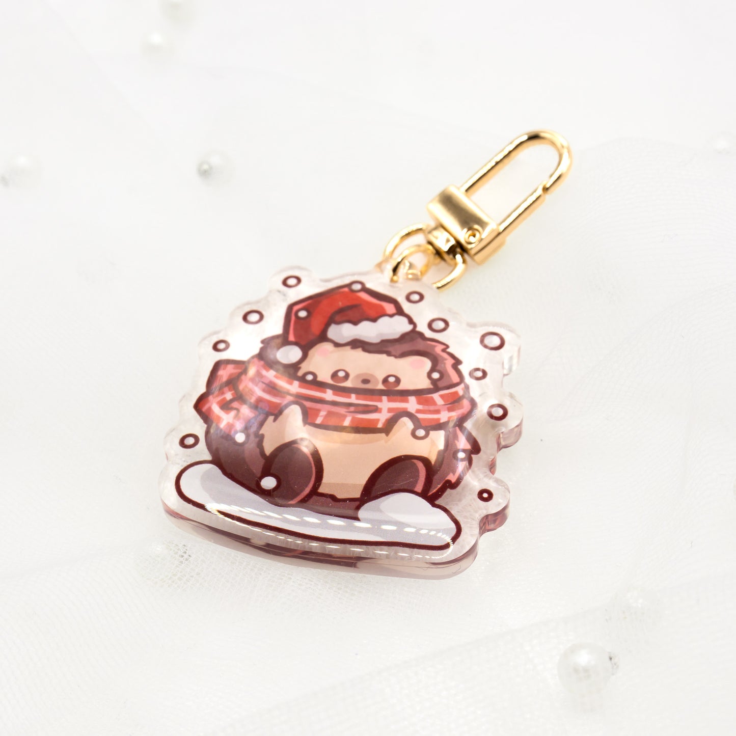 Kawaii Hedgehog Snow Keychain