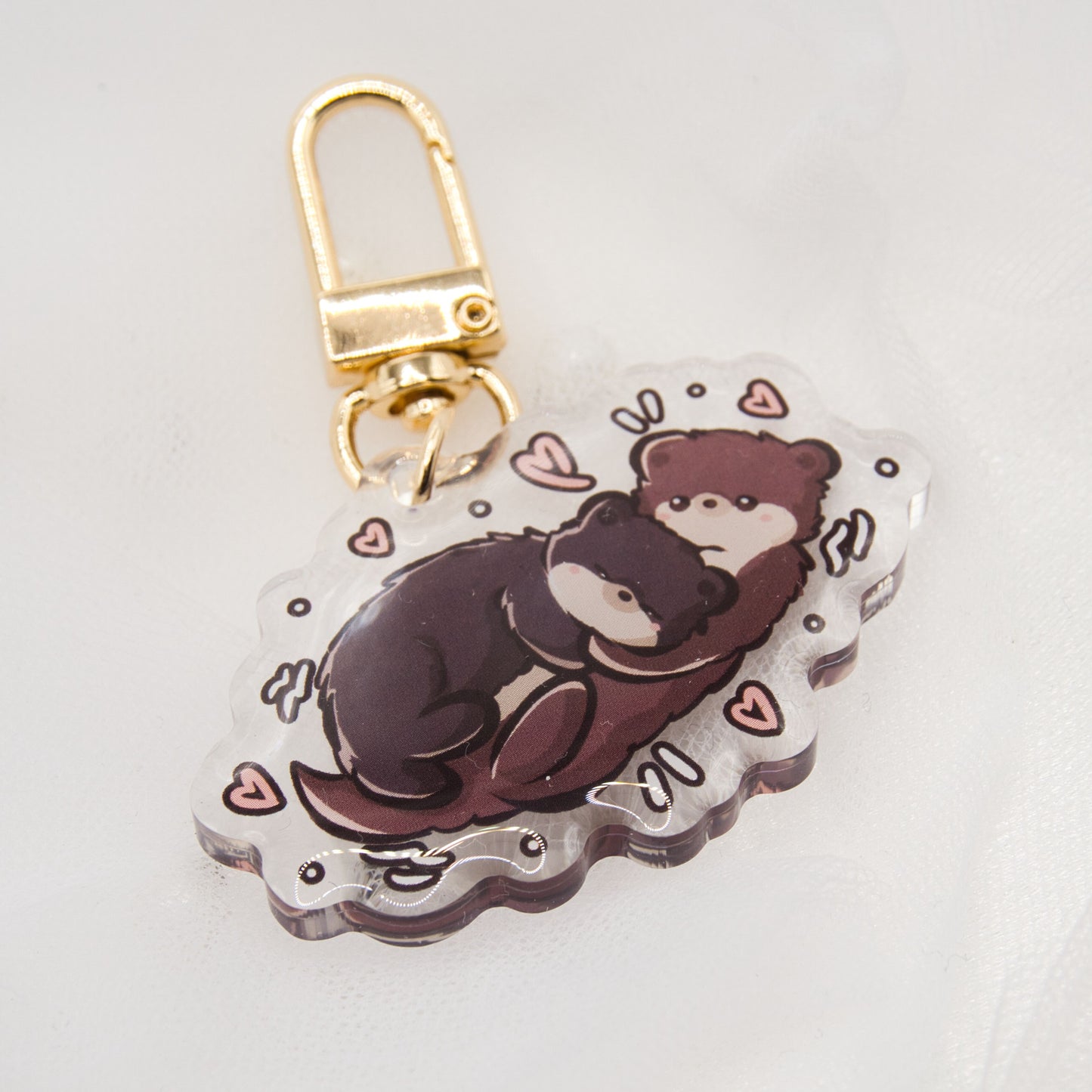 Kawaii Otter with Fish Keychain