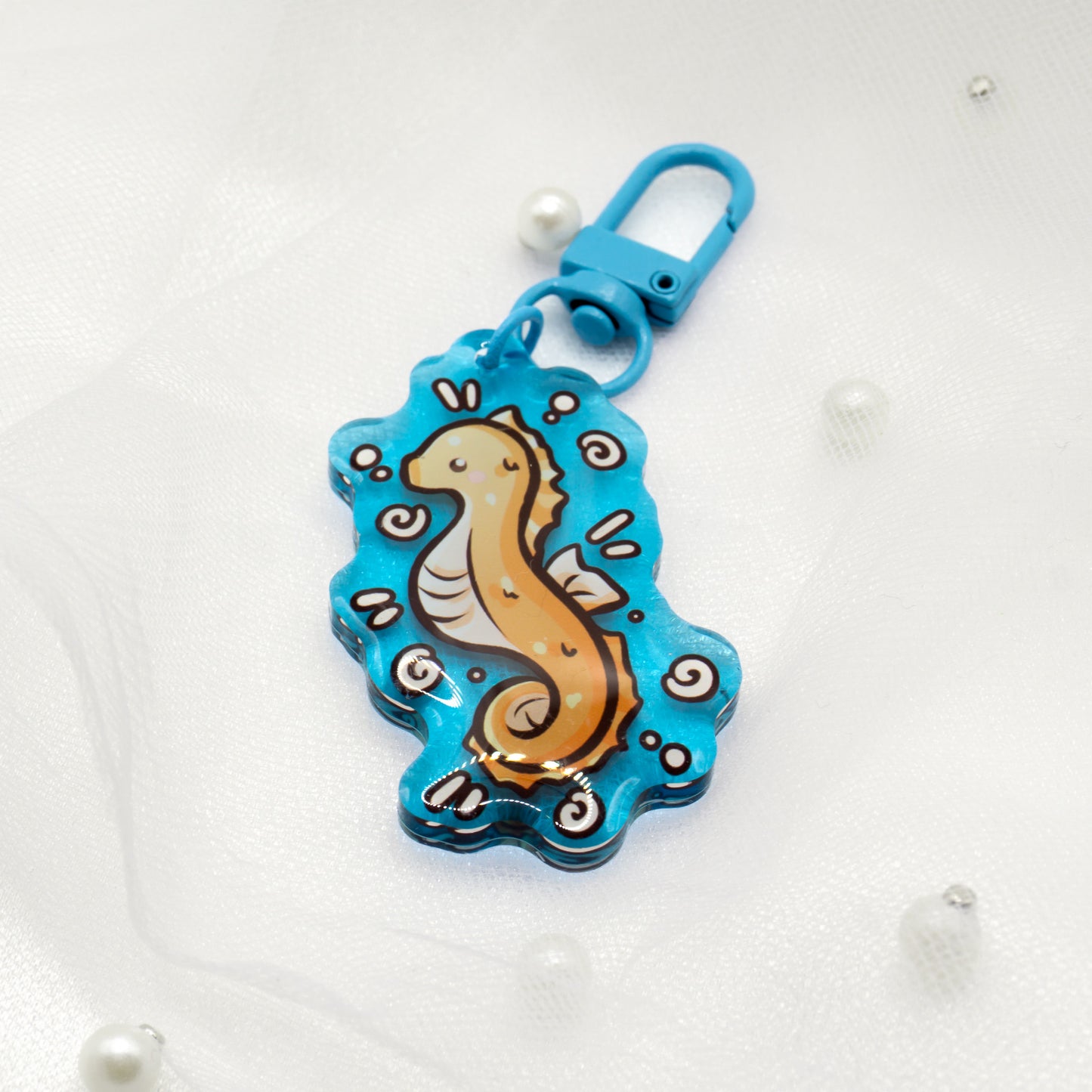 Kawaii Summer Seahorse Keychain