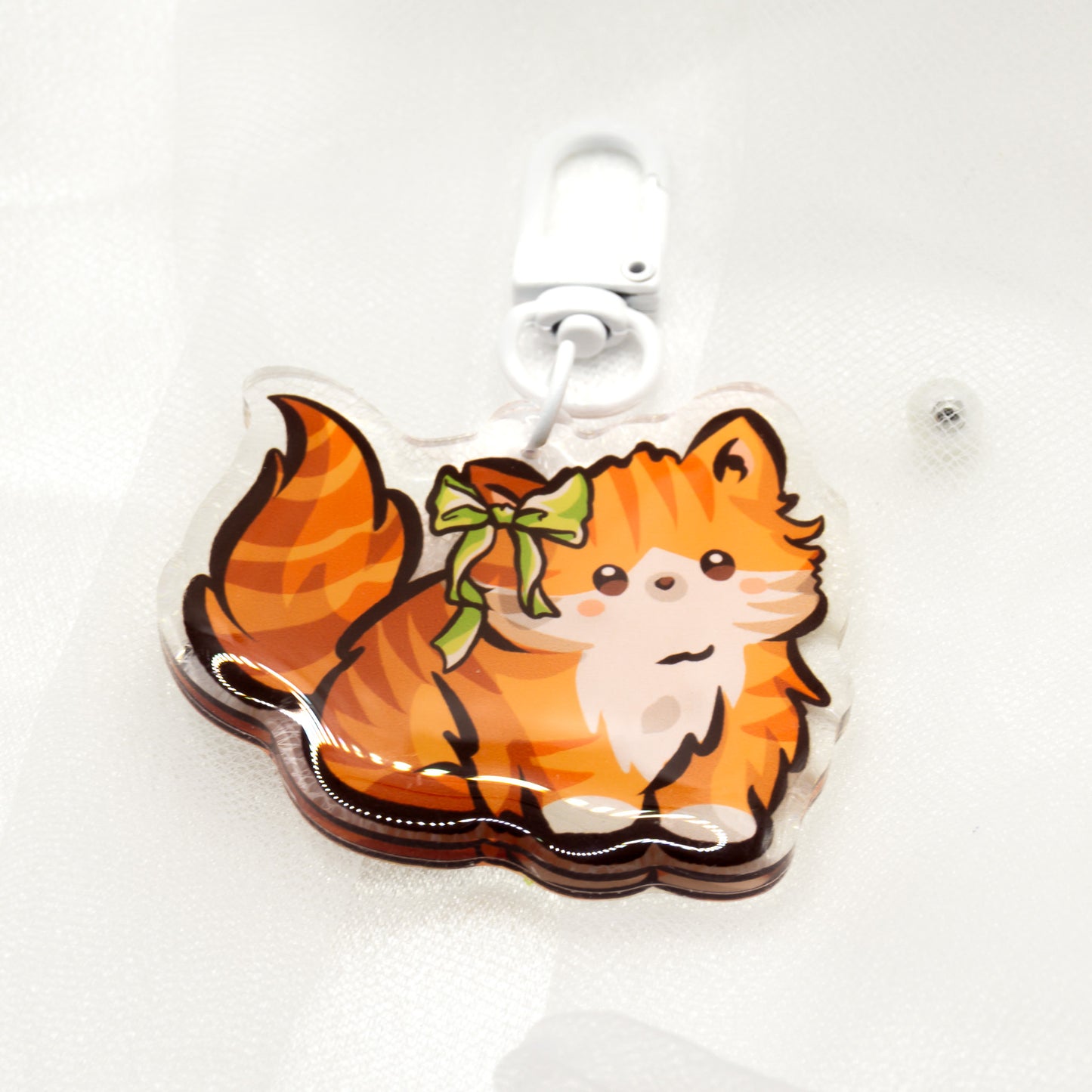 Kawaii Cat Coquette Orange Keychain