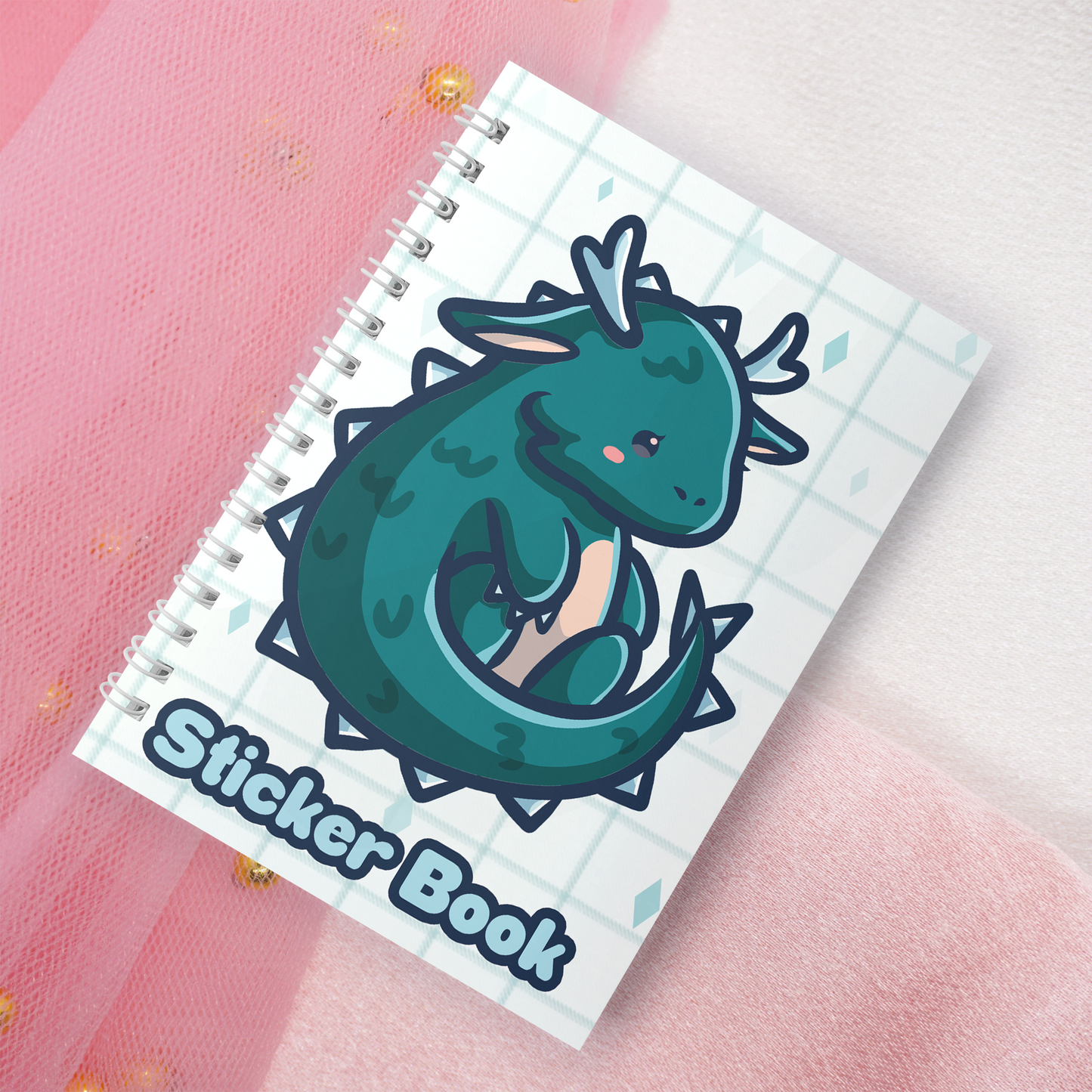 Wiederverwendbares Stickerbuch inkl. 2 zufällige Sticker | A5 | 32 Seiten | Reuseable Stickerbook | Kawaii Eis-Drache Dragon Motiv
