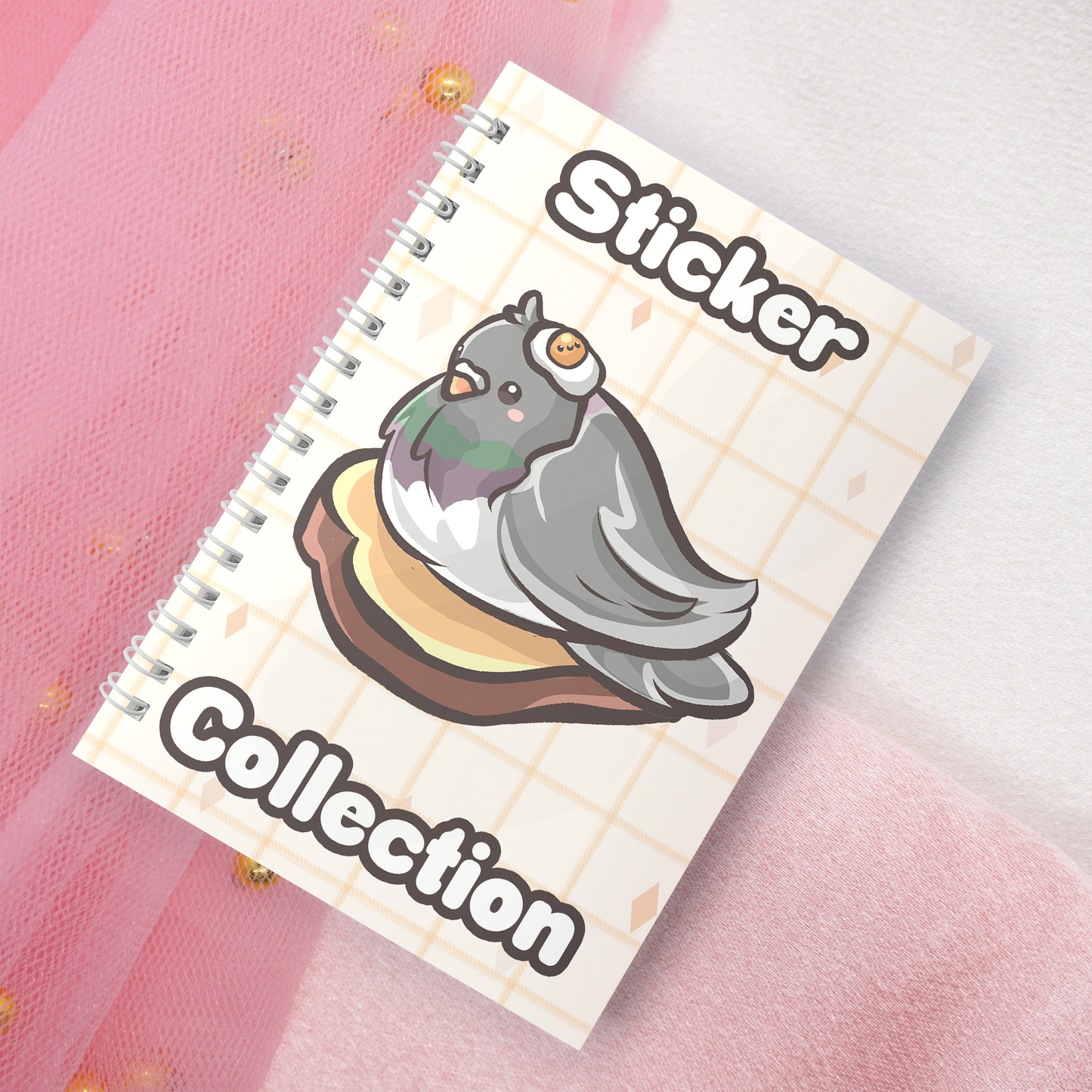 Reusable sticker book incl. 2 random stickers | A5 | 32 pages | Reusable sticker book | Kawaii Pigeon Dove on Skateoard motif