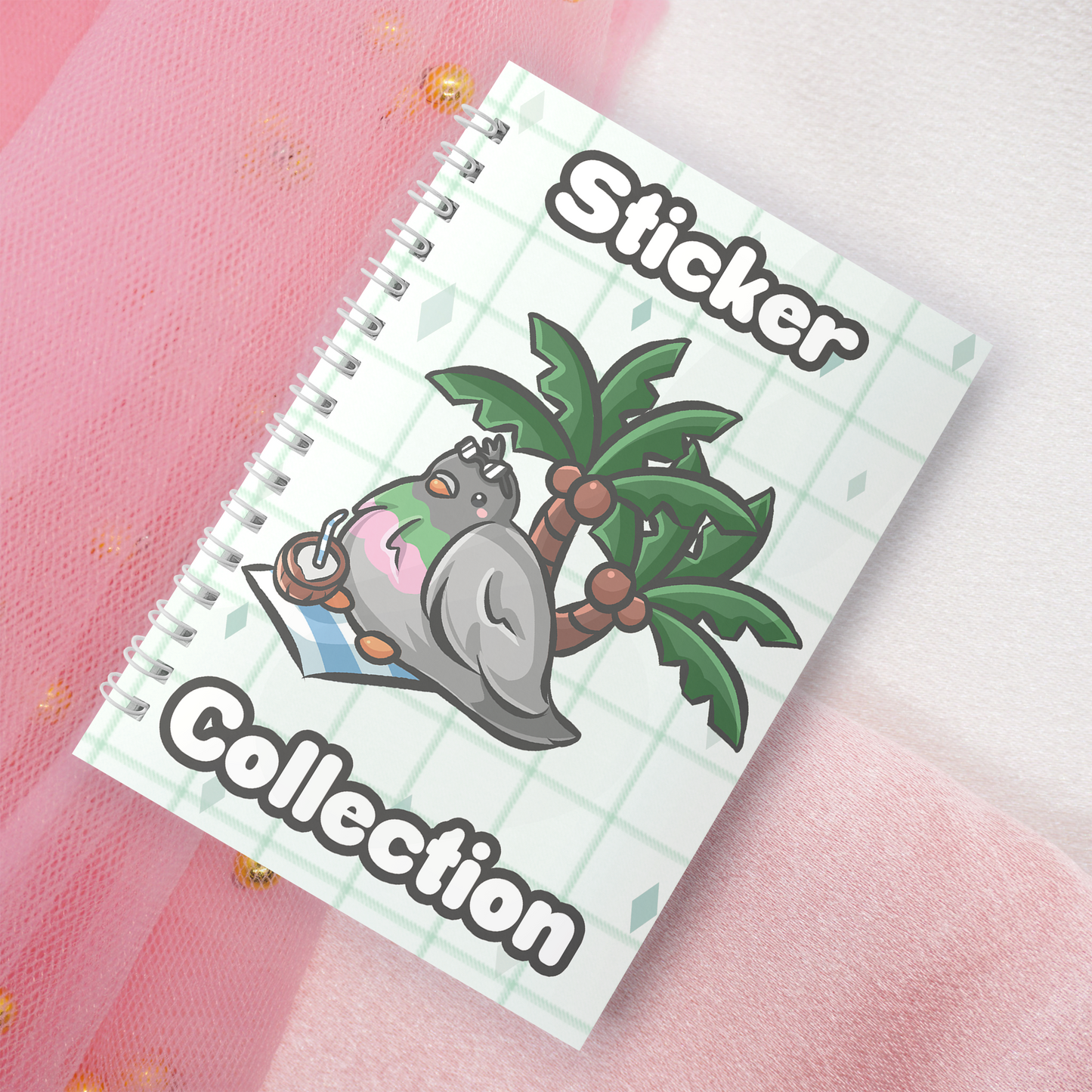 Reusable sticker book incl. 2 random stickers | A5 | 32 pages | Reusable sticker book | Kawaii Pigeon Dove on Skateoard motif