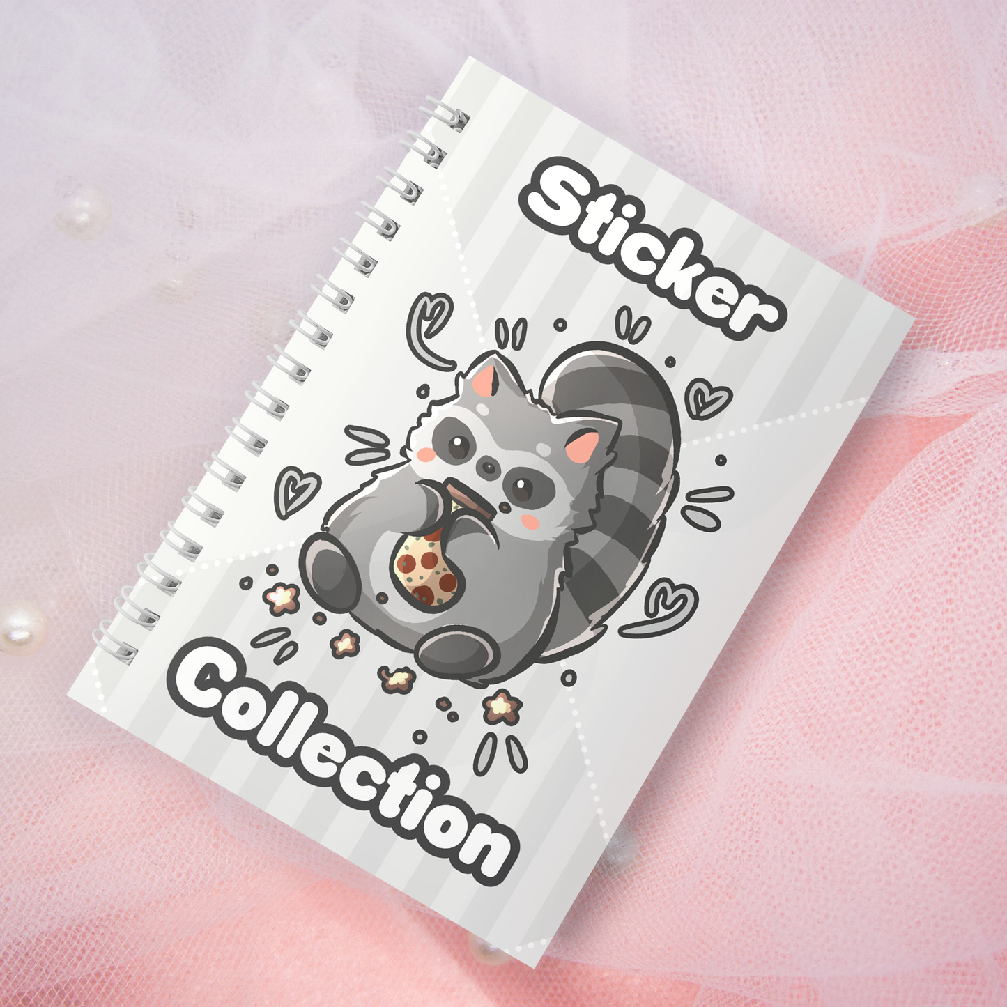 Wiederverwendbares Stickerbuch inkl. 2 zufällige Sticker | A5 | 32 Seiten | Reuseable Stickerbook | Kawaii Racoon Waschbär