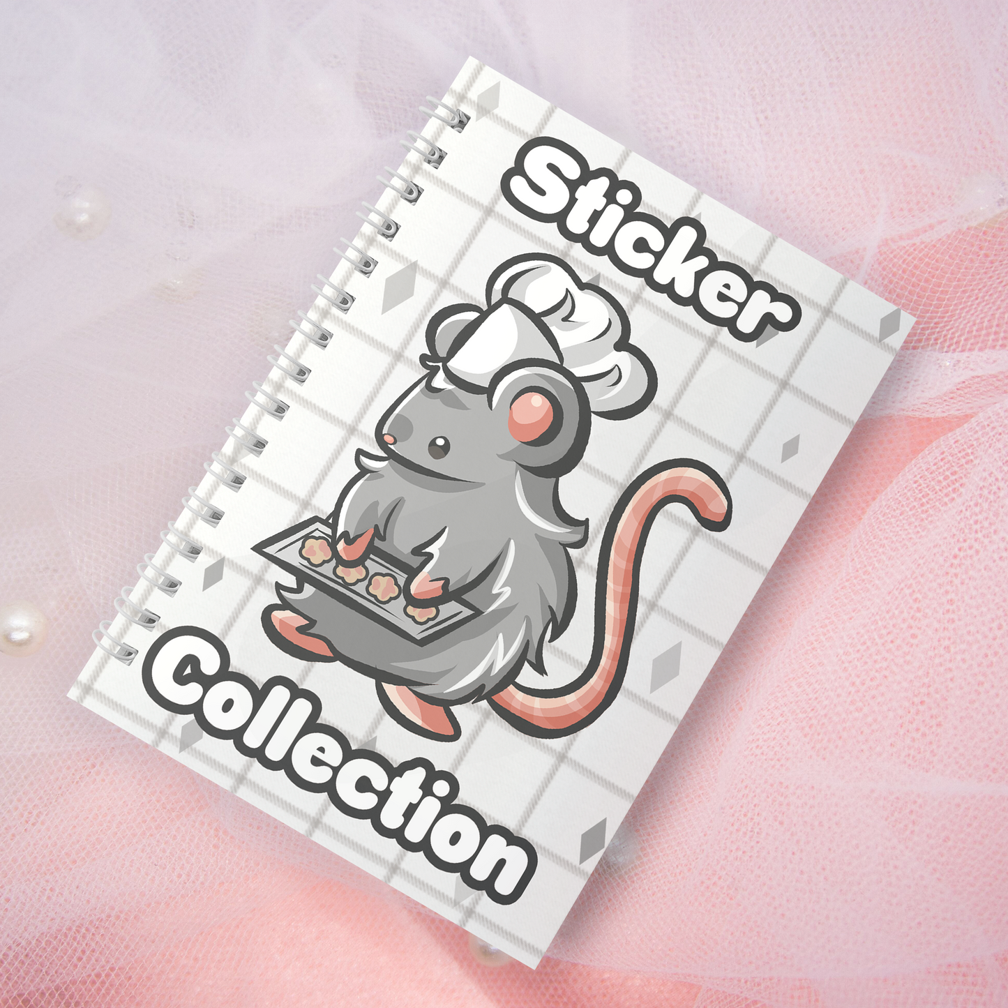 Reusable sticker book including 2 random stickers | A5 | 32 pages | Reuseable Stickerbook | Chef Rat Gray