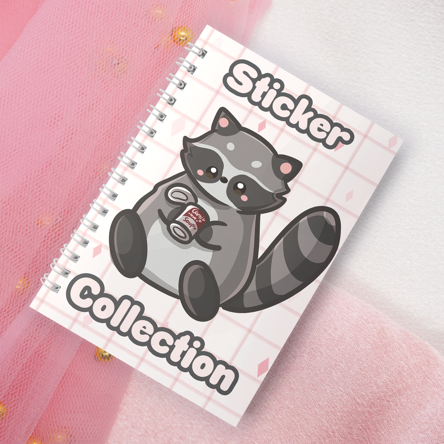 Reusable sticker book incl. 2 random stickers | A5 | 32 pages | Reusable sticker book | Kawaii Racoon raccoon with pizza motif