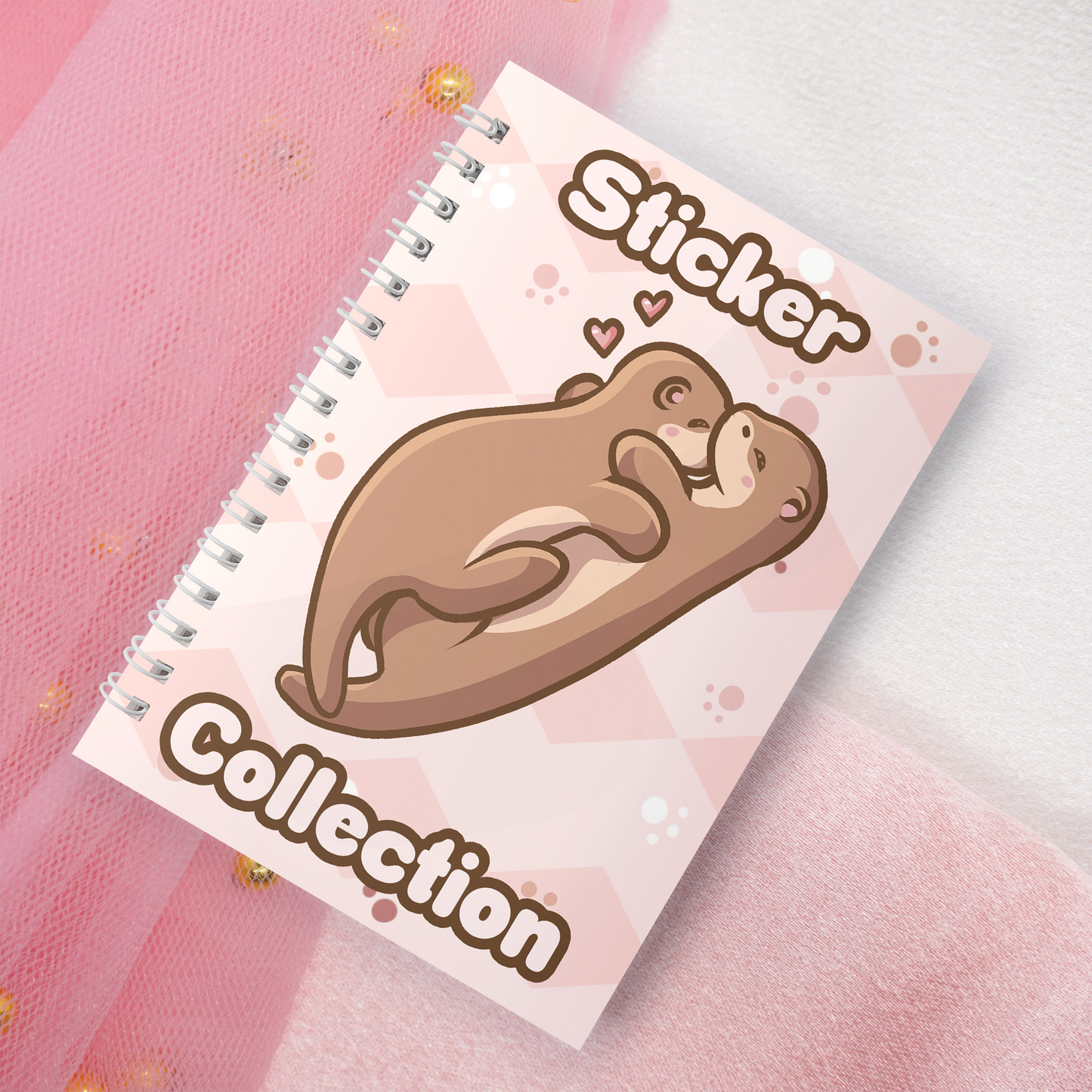 Wiederverwendbares Stickerbuch inkl. 2 zufällige Sticker | A5 | 32 Seiten | Reuseable Stickerbook | Kawaii Valentine Animals | Otter | Cats Neko | Bunnies Bunny | Eepy Hamster mit Sonnenblumenkern Motiv