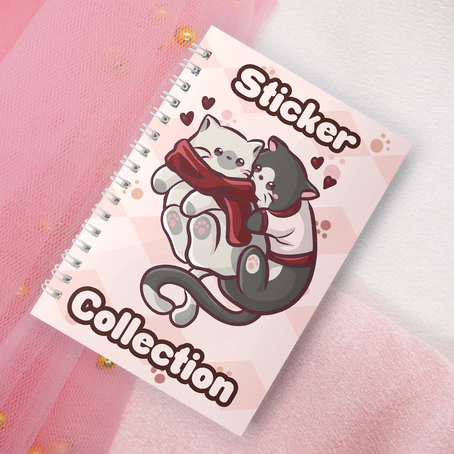 Wiederverwendbares Stickerbuch inkl. 2 zufällige Sticker | A5 | 32 Seiten | Reuseable Stickerbook | Kawaii Valentine Animals | Otter | Cats Neko | Bunnies Bunny | Eepy Hamster mit Sonnenblumenkern Motiv