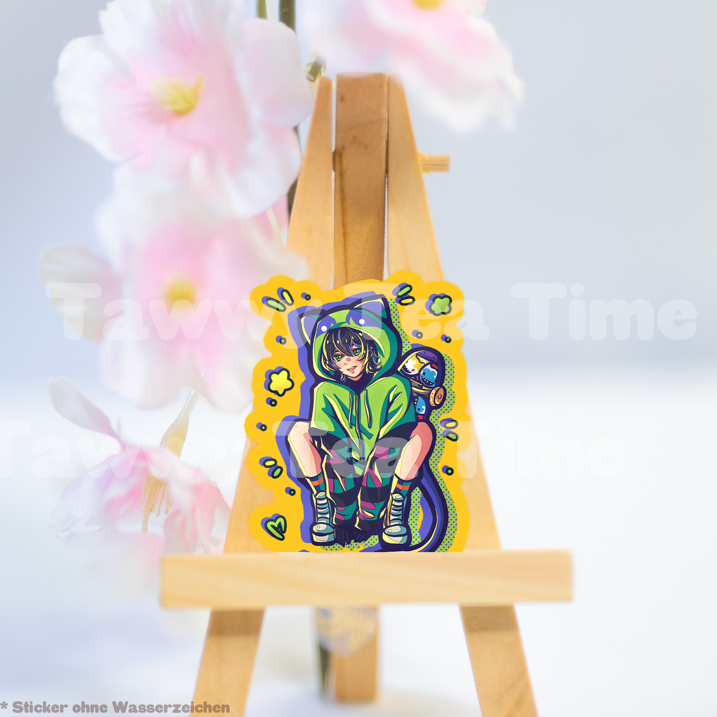 Cute Anime Holo Sticker Catboi