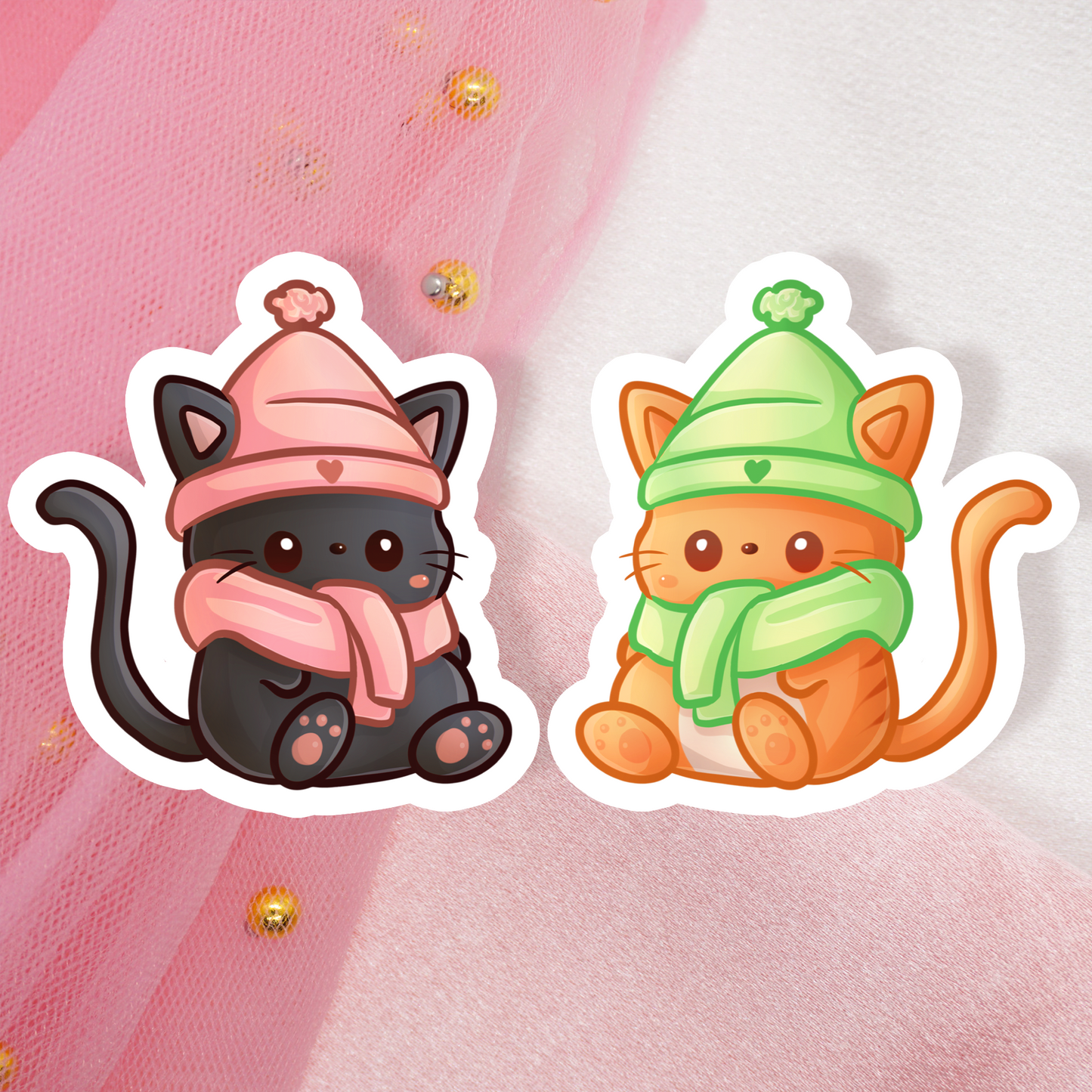 Cute Animal Sticker Cat Winter