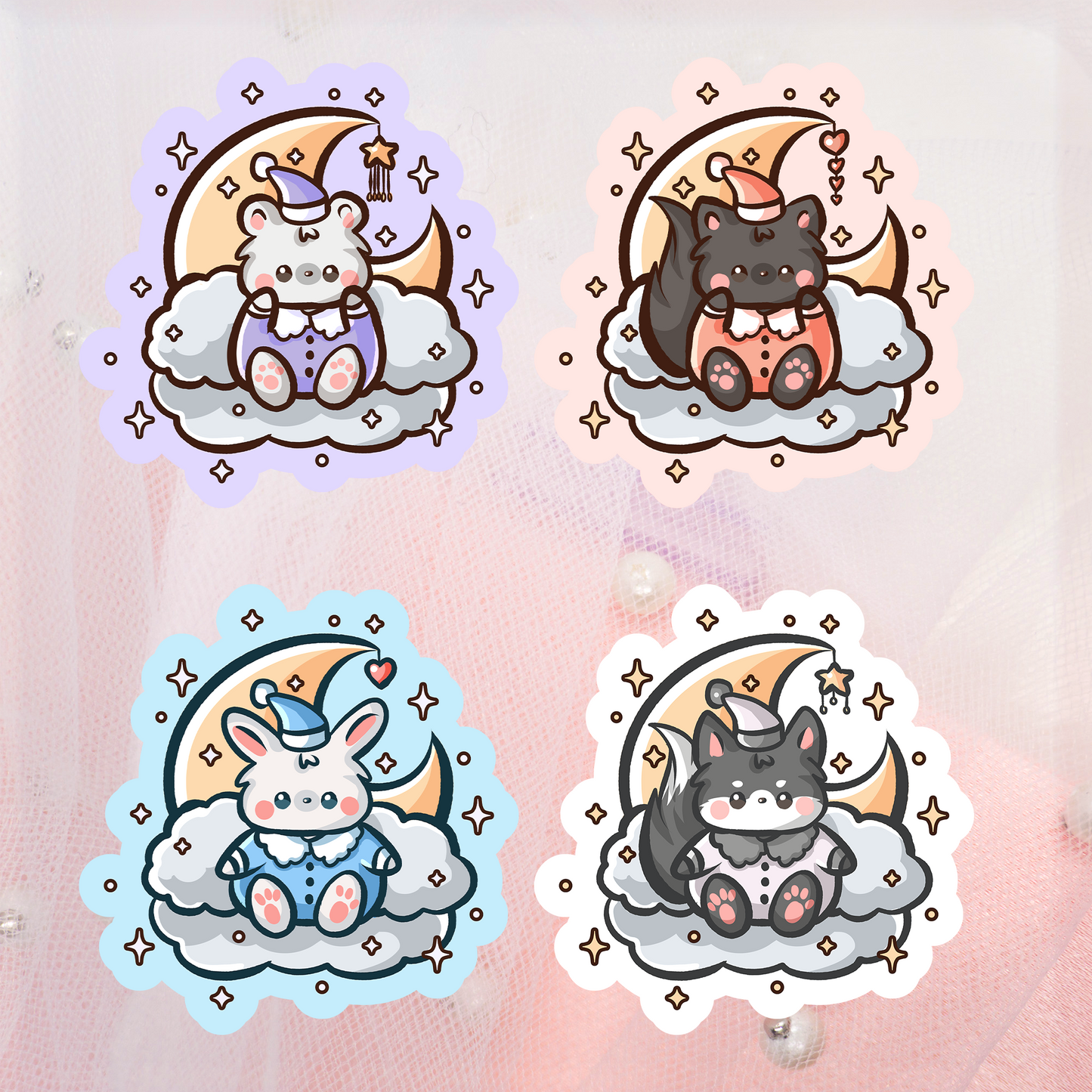 Cute Dreamy Friends Glitter Sticker Envelope