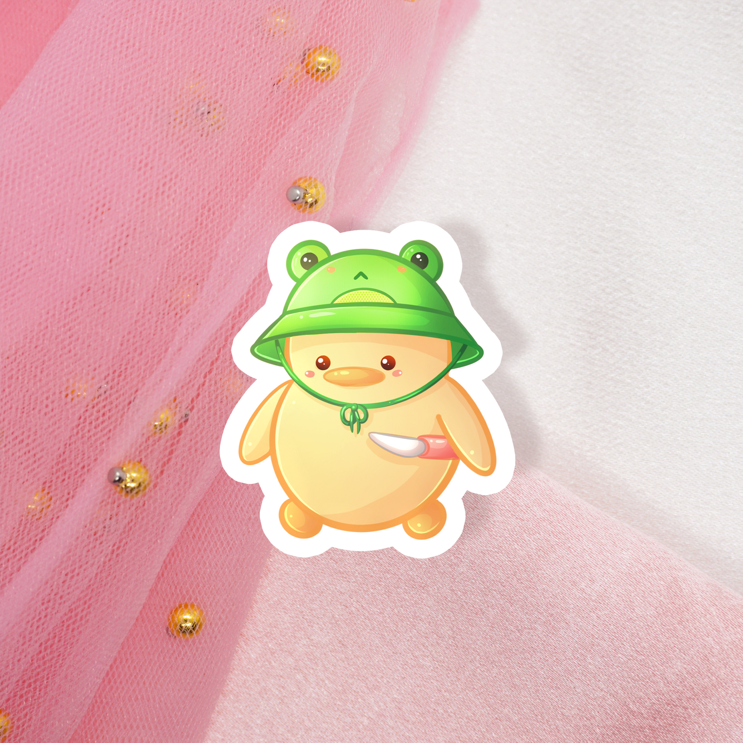 Cute Animal Sticker Duck with Knife