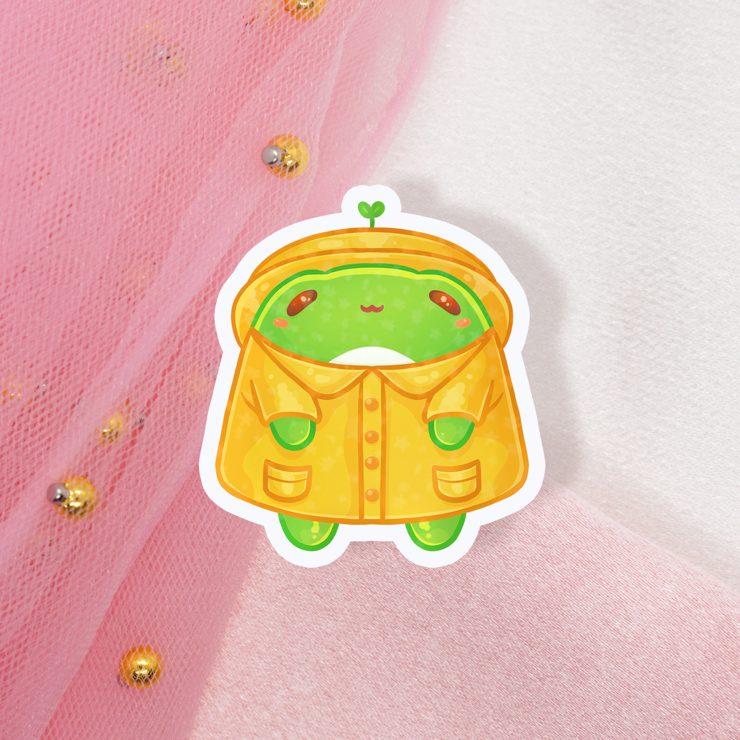 Cute Animal Holo Sticker Froggie in Raincoat