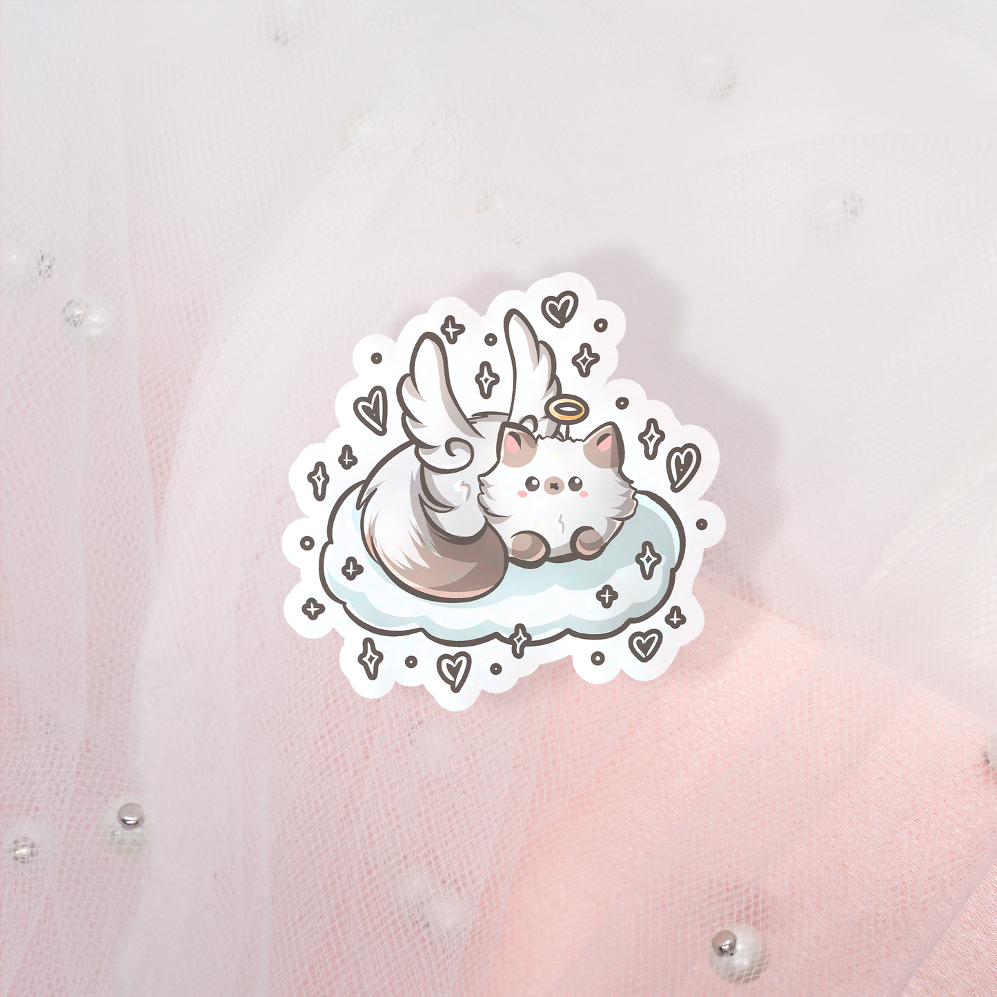 Cute Cats in Costumes Glitter Sticker Umschlag