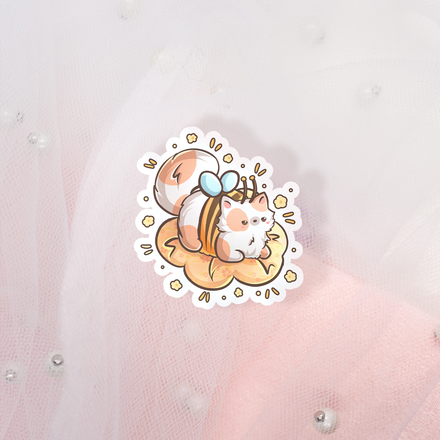 Cute Cats in Costumes Glitter Sticker Umschlag