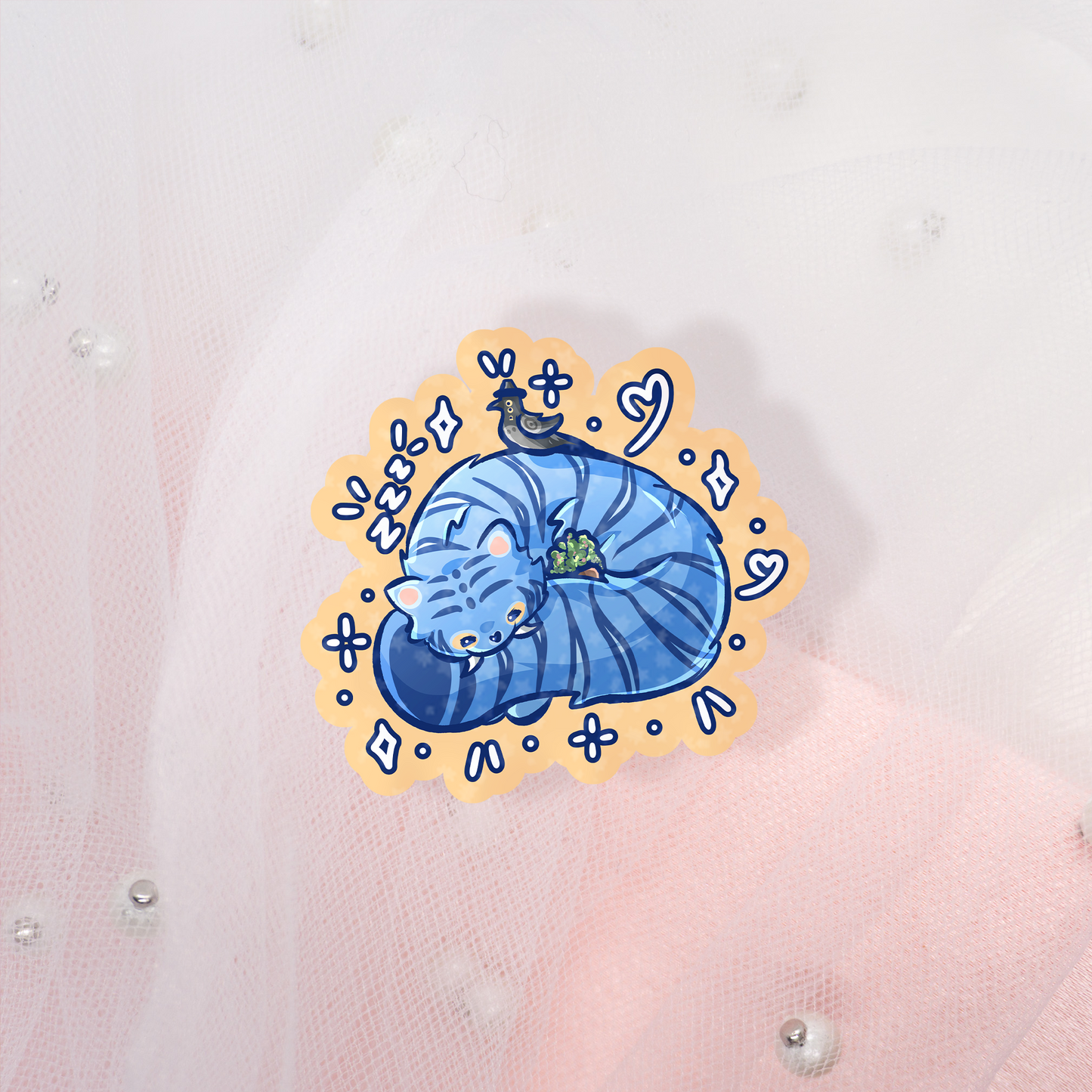 Anime K-Pop Cuties Tiger and Bird Glitter Stickers
