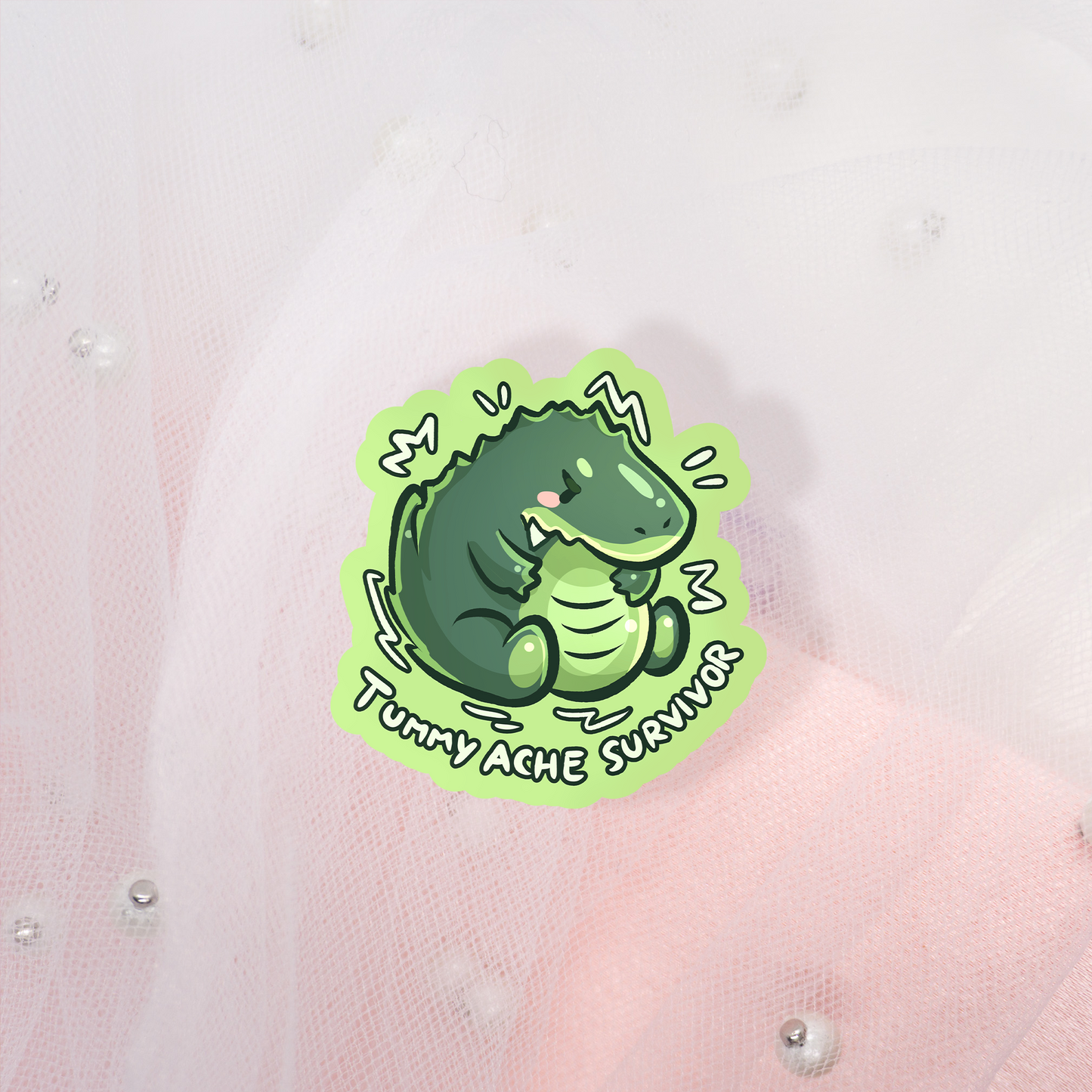 Cute Animal Sticker Krokodil "Tummy Ache Survivor"
