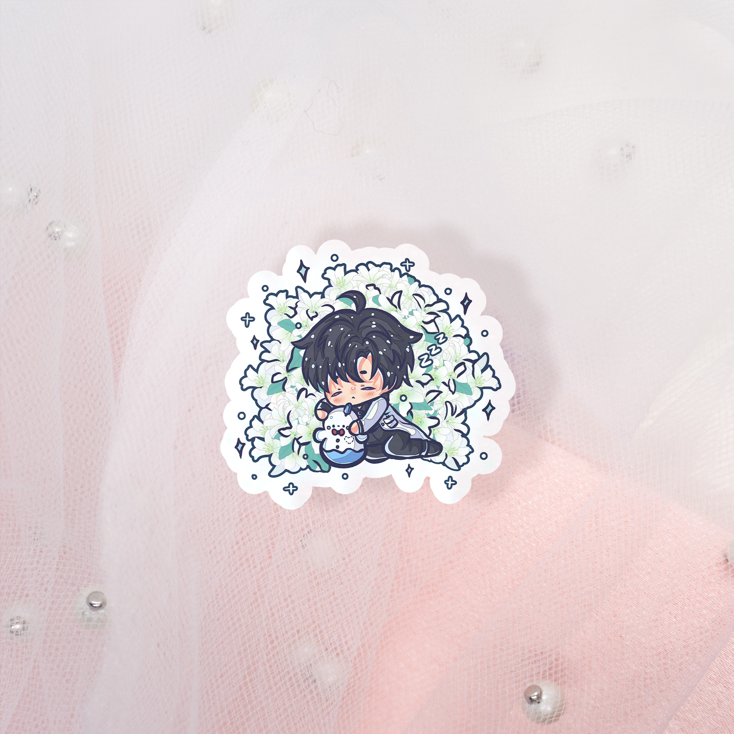 Cute Anime Glitter Jasmine Flower Prince Sticker