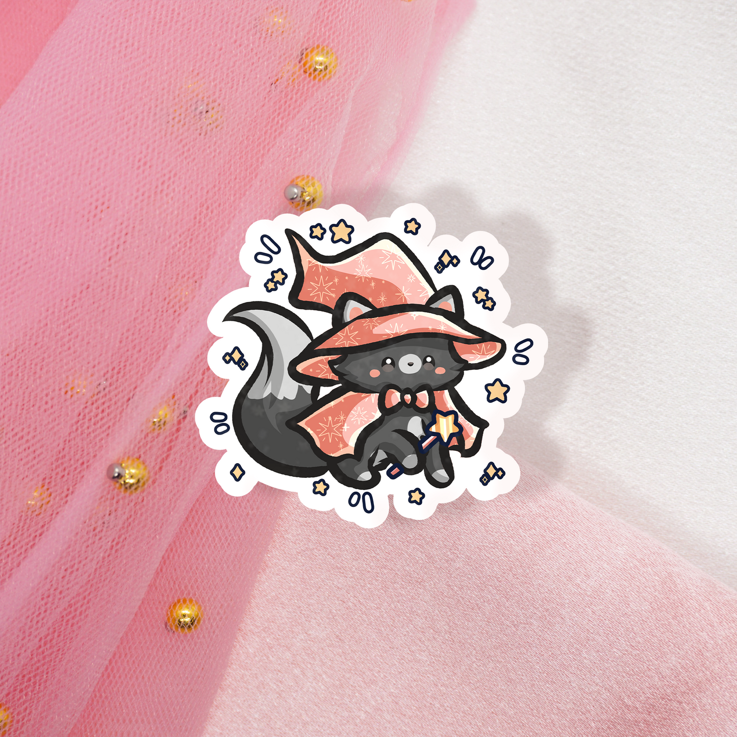 Cute Animal Glitter Sticker Witch Wizard Cats