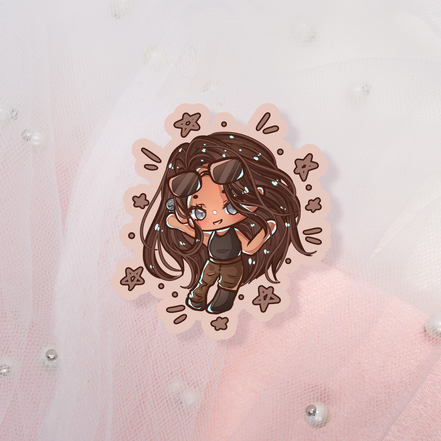 Cute Anime Glitter Stage Chibi Sticker