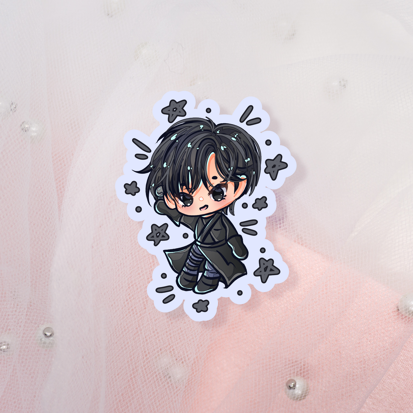 Cute Anime Glitter Stage Chibi Sticker