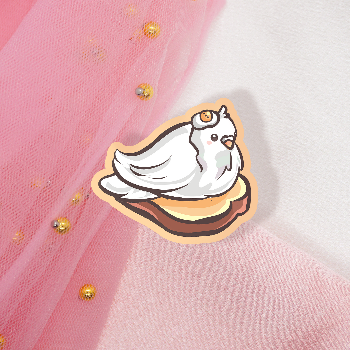 Cute Animal Sticker Pigeon with Toast and Egg