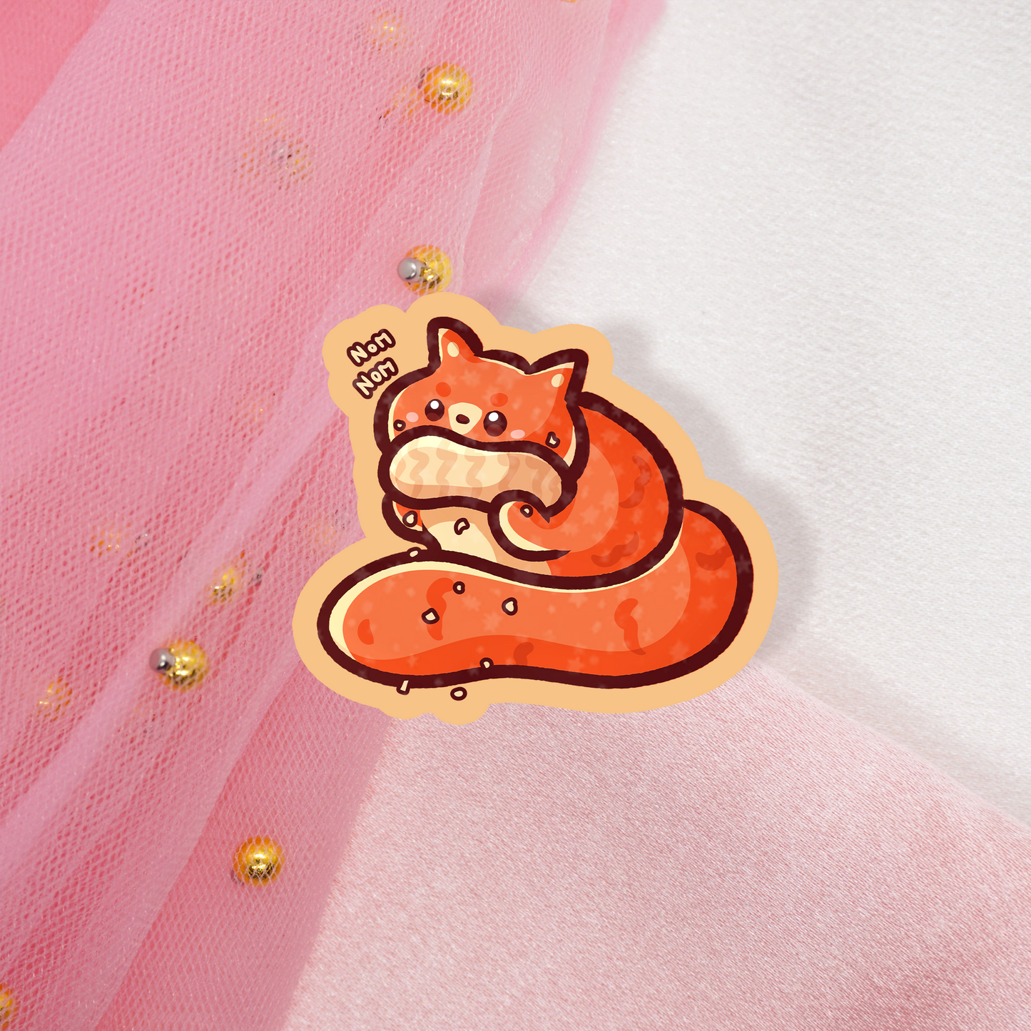Cute Animal Holo Sticker Squirrel with Peanut