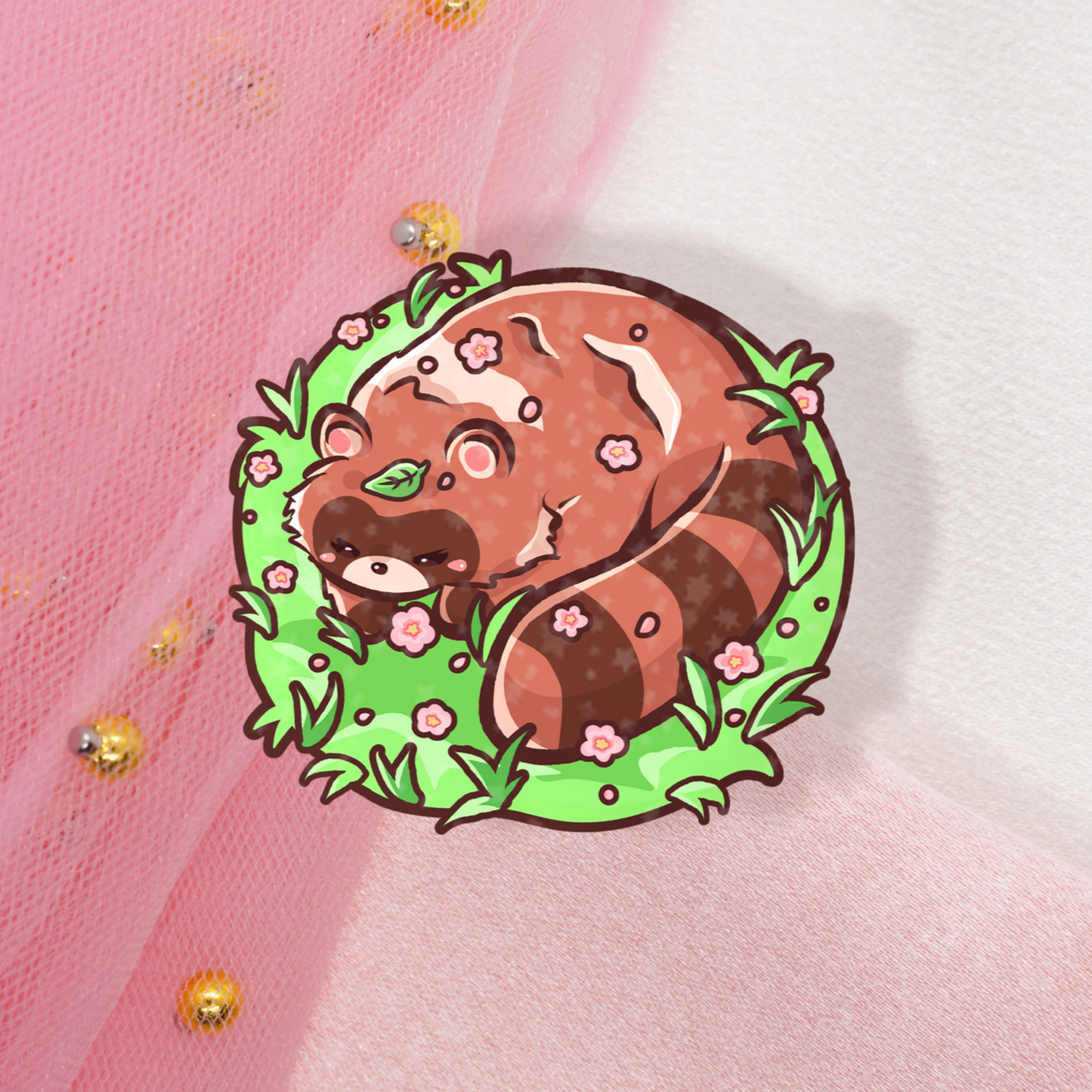 Cute Glitter Sticker Sleepy Tanuki