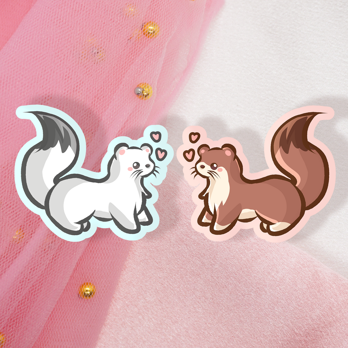 Cute Animal Sticker Wiesel Paar