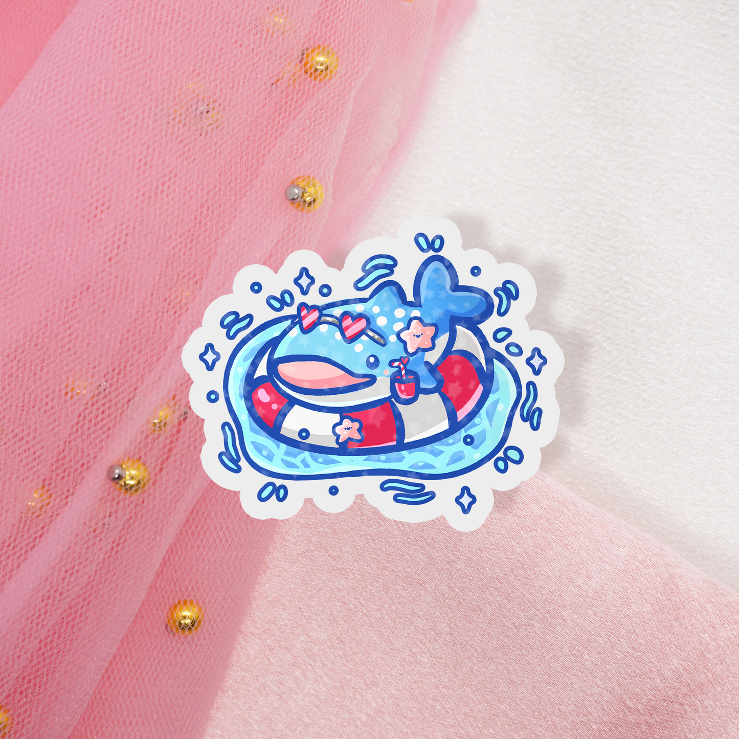 Cute Animal Glitter Sticker Summer Whaleshark - Summer Whaleshark