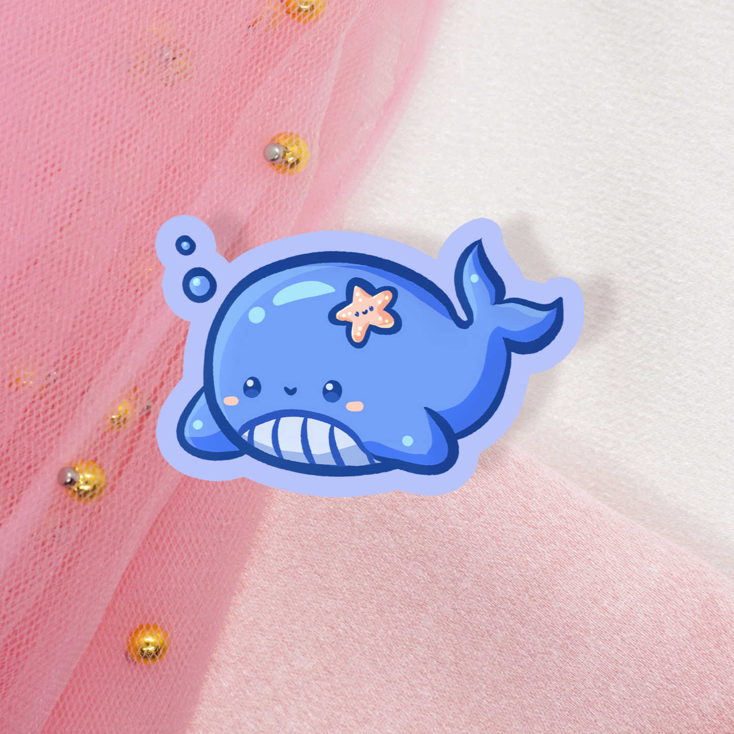 Cute Animal Sticker Whale with Starfish