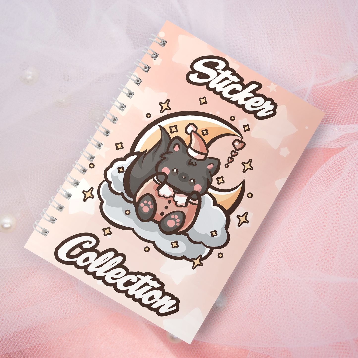 Wiederverwendbares Stickerbuch inkl. 2 zufällige Sticker | A5 | 32 Seiten | Reuseable Stickerbook | Dreamers Black Cat