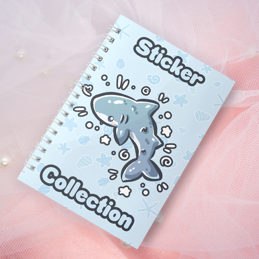Reusable sticker book including 2 random stickers | A5 | 32 pages | Reuseable sticker book | Kawaii shark in the sea motif
