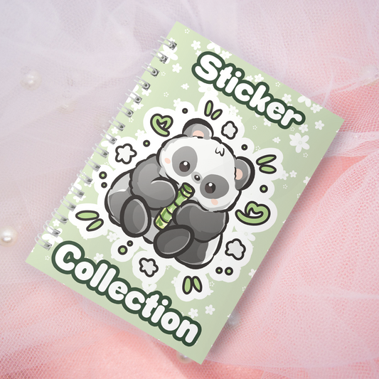 Wiederverwendbares Stickerbuch inkl. 2 zufällige Sticker | A5 | 32 Seiten | Reuseable Stickerbook | Panda mit Bambus